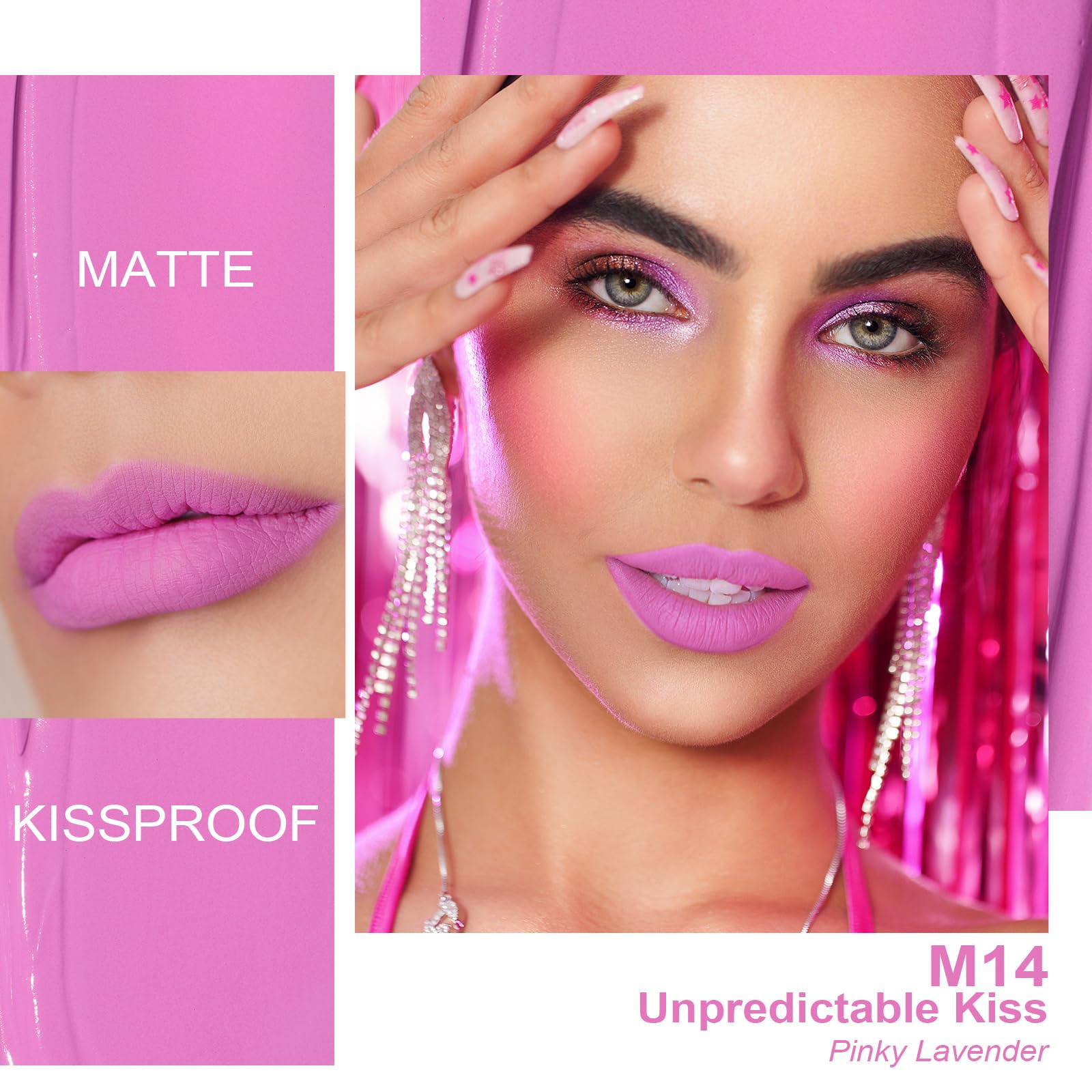 Oulac Matte Liquid Pink Purple Lipstick For Women, Long Lasting Lipstick Waterproof Lip Stain, No Transfer, Creamy High Pigmente