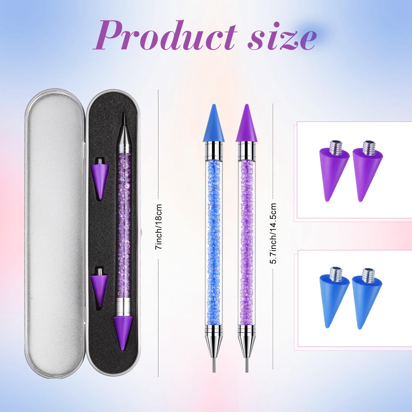 Tatuo 2 Pieces Rhinestone Picker Dotting Pen, Valentine'S Day Dual Ended Rhinestone Gems Crystals Studs Picker Nail Wax Pencil C