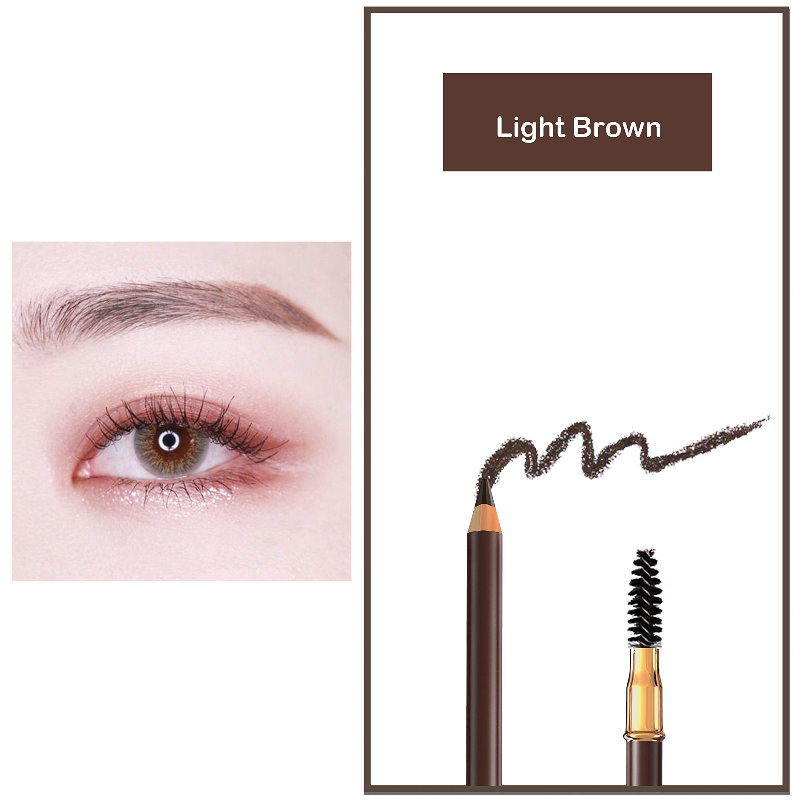Bodermincer Eyebrow Pencil Longlasting Waterproof Durable Automaric Liner Eyebrow 5 Colors To Choose (5Pcs, 3# Light Brown)