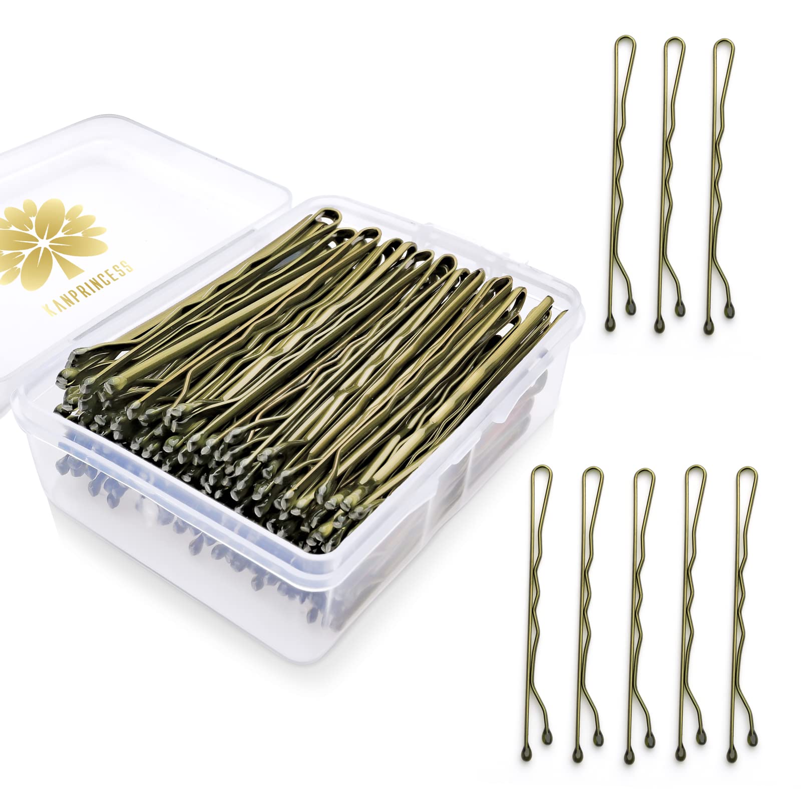 KANPRINCESS 100PCS 2.4Inch Bobby Pins Bronze,Pain-Free Bobby Pins for All Hair Types,Hair Pins for Women Girls,Hairpins for Buns