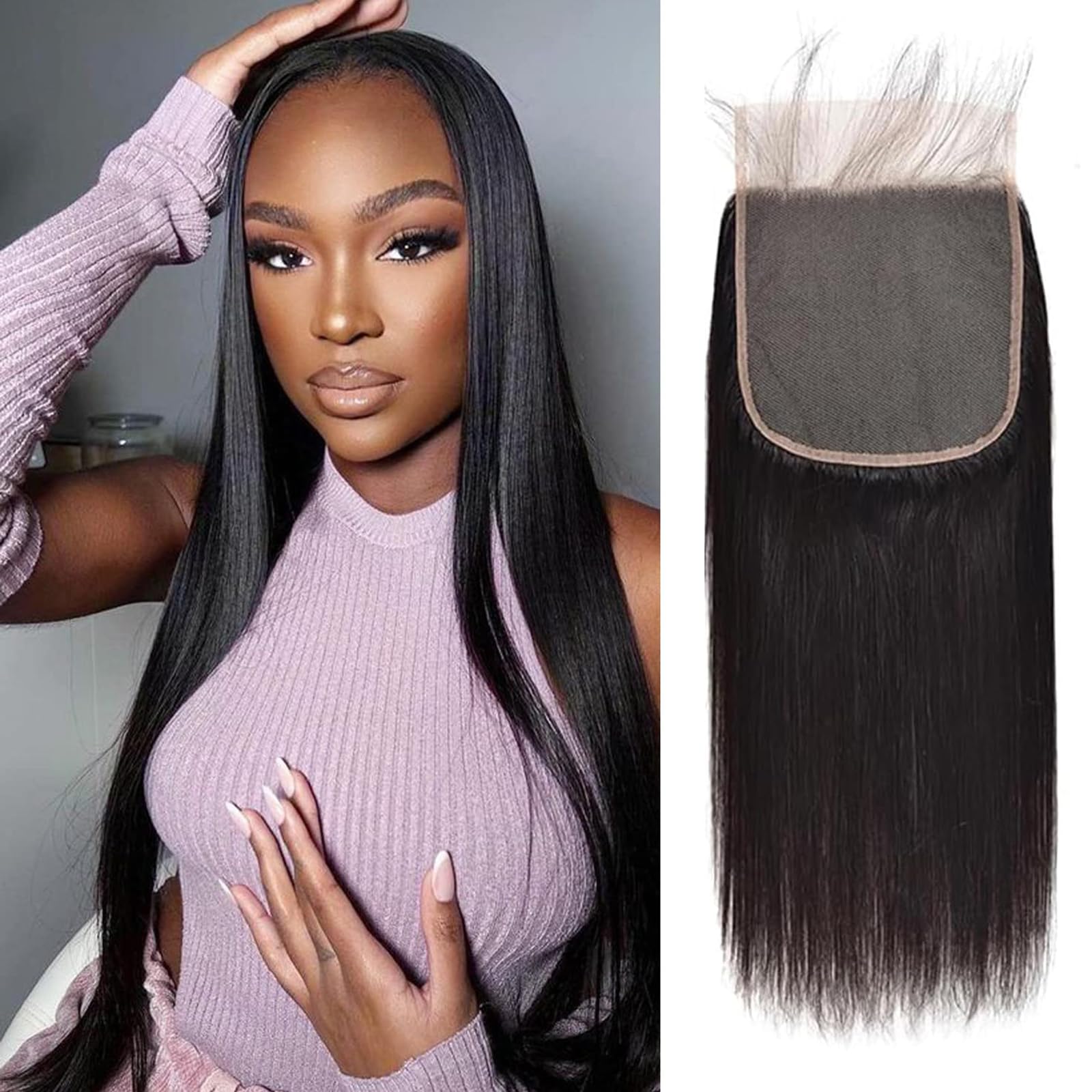 6X6 Hd Transparent Lace Closure Pre Plucked With Baby Hair Straight 6 By 6 Lace Closure Soft Hair Brazilian Virgin Human Hair Hi