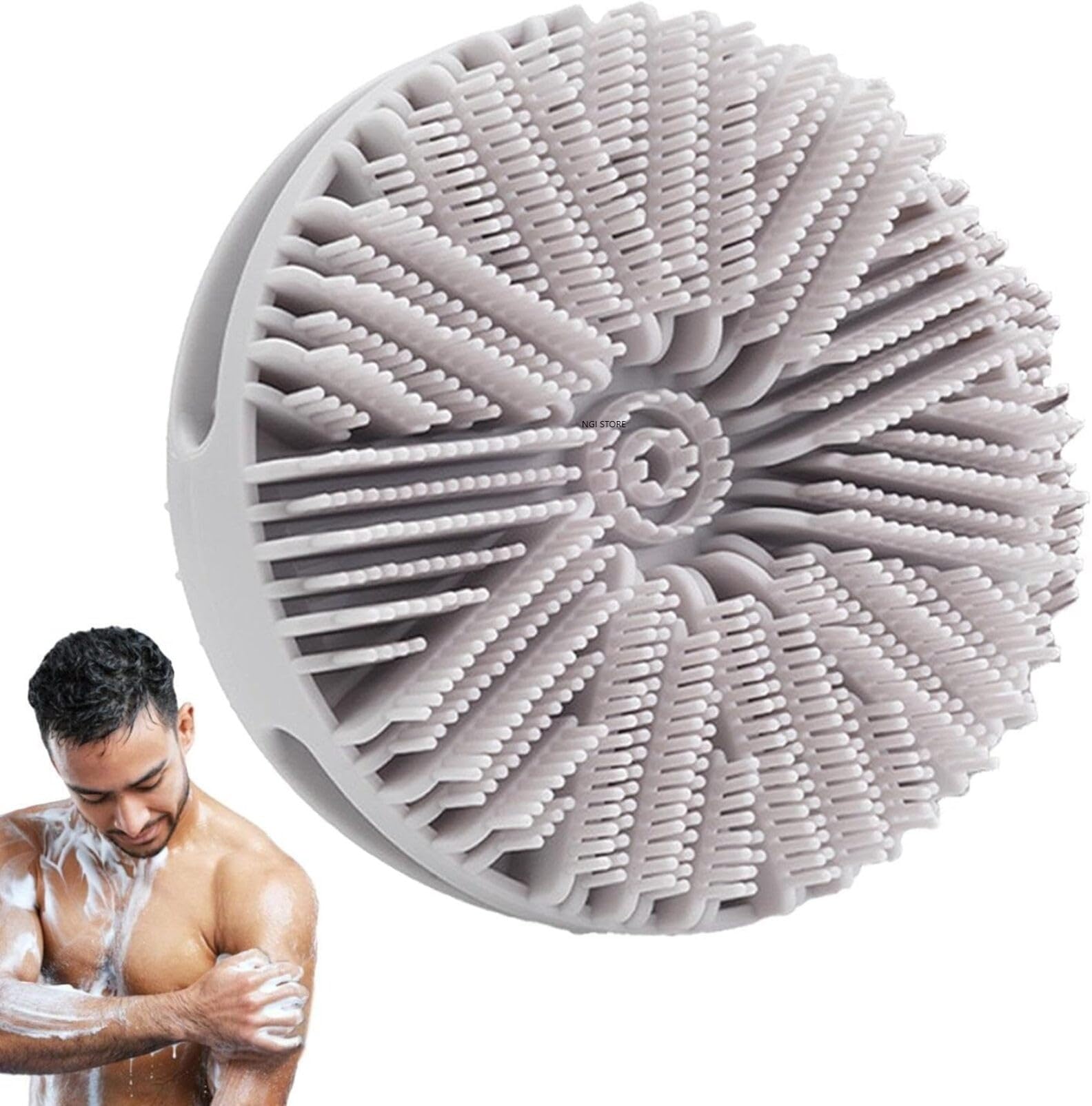 NGI STORE Exfoliating Bath Brush With Soft Texture Longlasting Silicone Brush For Shower, Innovative 2 in 1 Rotating Bath Brush