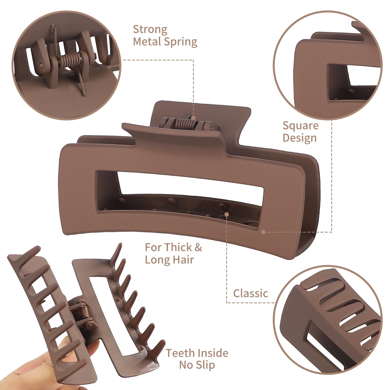 Sisiaipu 12 Pcs Large Hair Claw Clips For Thick Hair, 4.1 X 2.1 X 1.2 Inch, Square Hair Clips Jumbo Jaw Clips, Bulk Hair Accesso