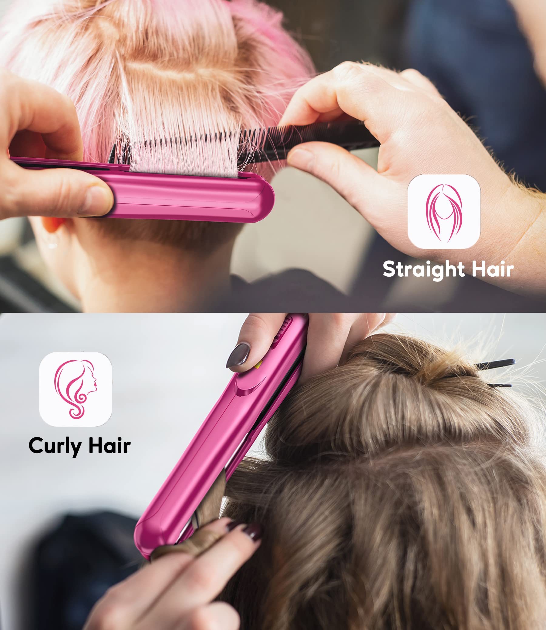 Terviiix Mini Flat Iron For Travel, 1/2'' Small Hair Straightener For Short Hair/Bangs, 0.5'' Portable Ceramic Straightening Iro