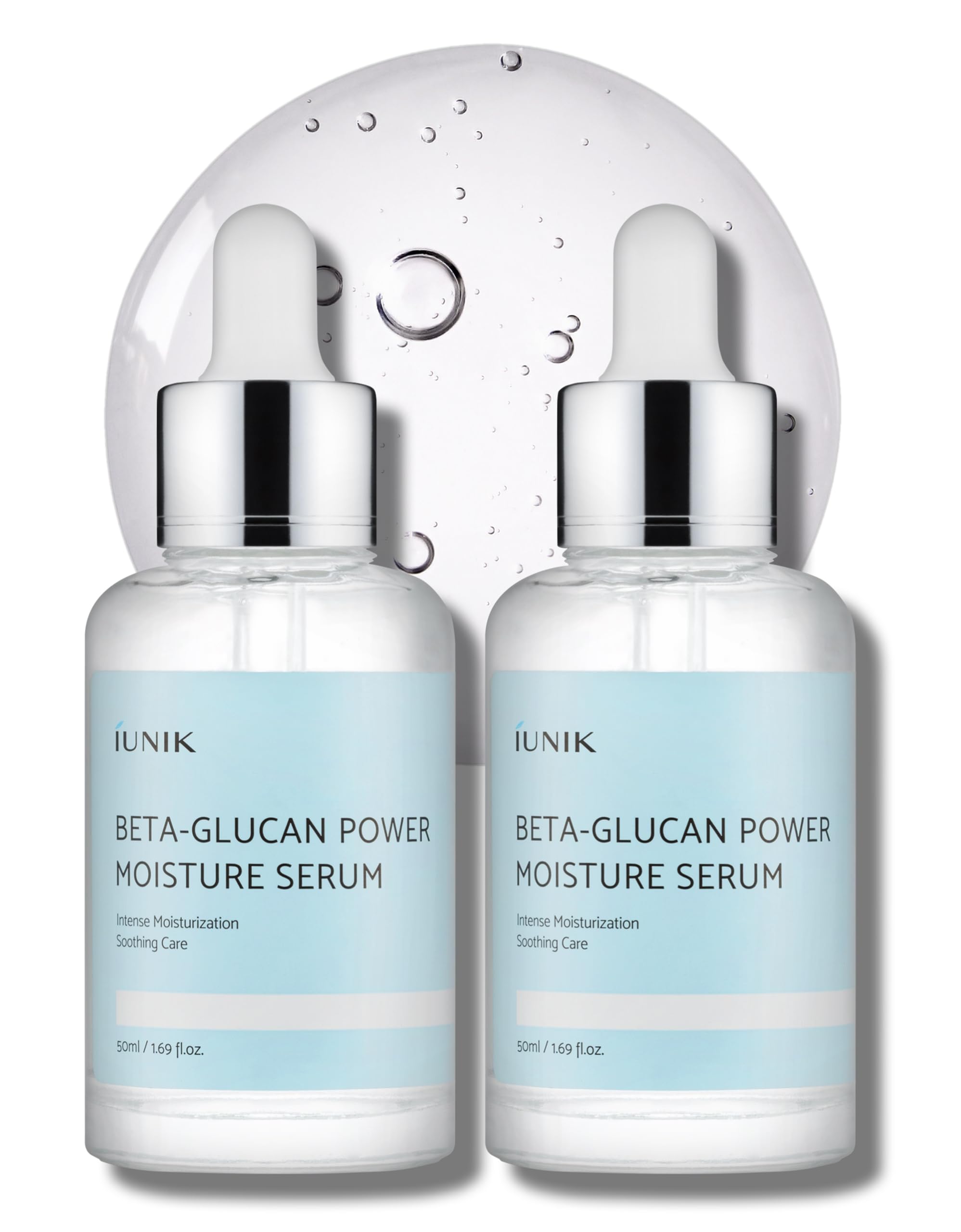 IUNIK BetaGlucan Power Moisture Serum  BetaGlucan & 7 Types of Peptides Deep Hydration Vegan Serum for Dry, Mature & Sensitiv