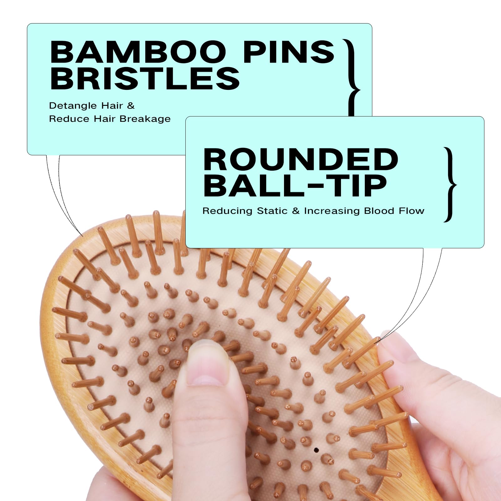 Bamboo Hair Brush Combetter, Natural Brush to Soften&Improves Hair Texture - Soothing Massage to Improve Dandruff Eco-Friendly C