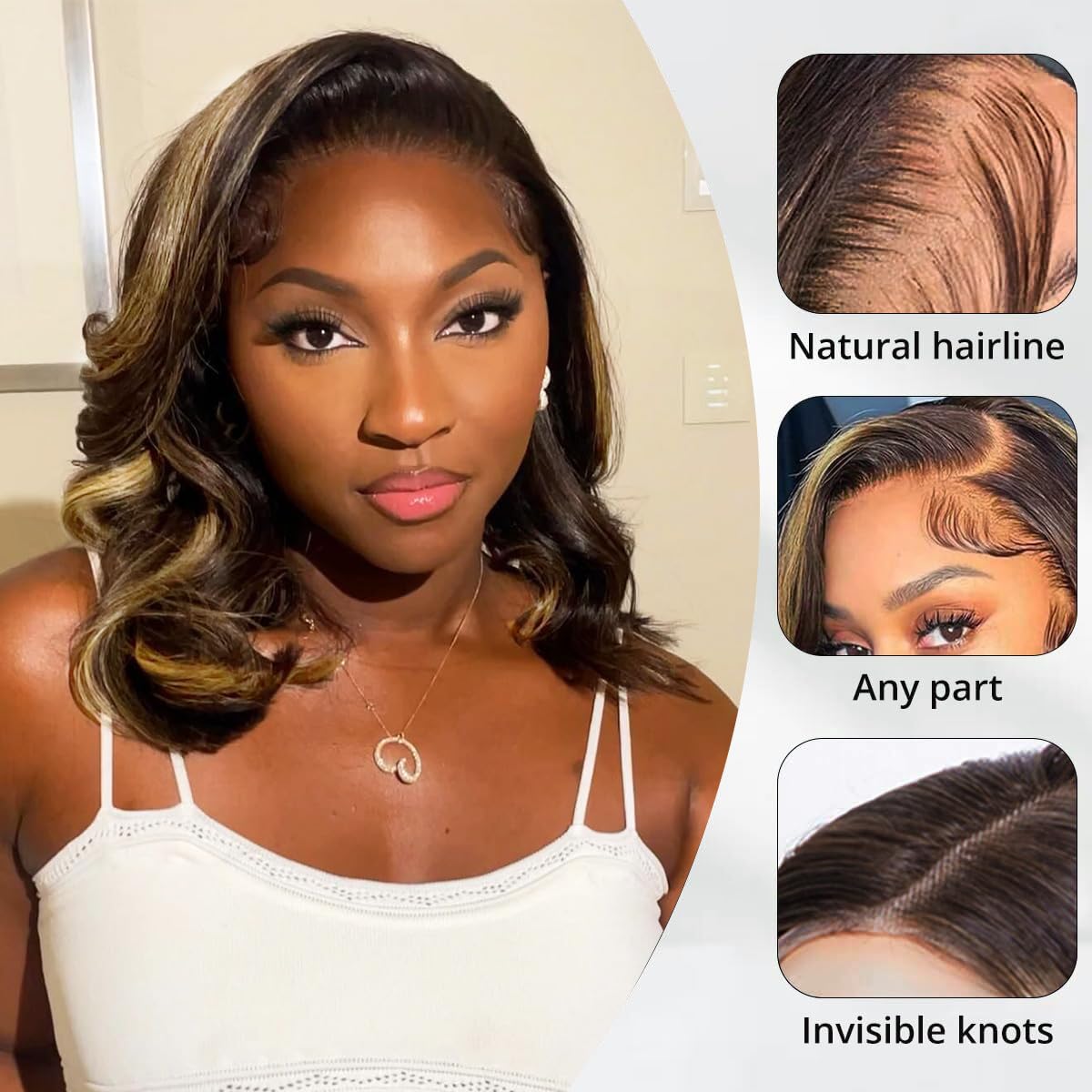 Recool Loose Body Bob Wig Highlight Blonde Short Body Wave Human Hair Wig For Black Women 5X6 Hd Glueless Lace Front Wigs Pre Pl