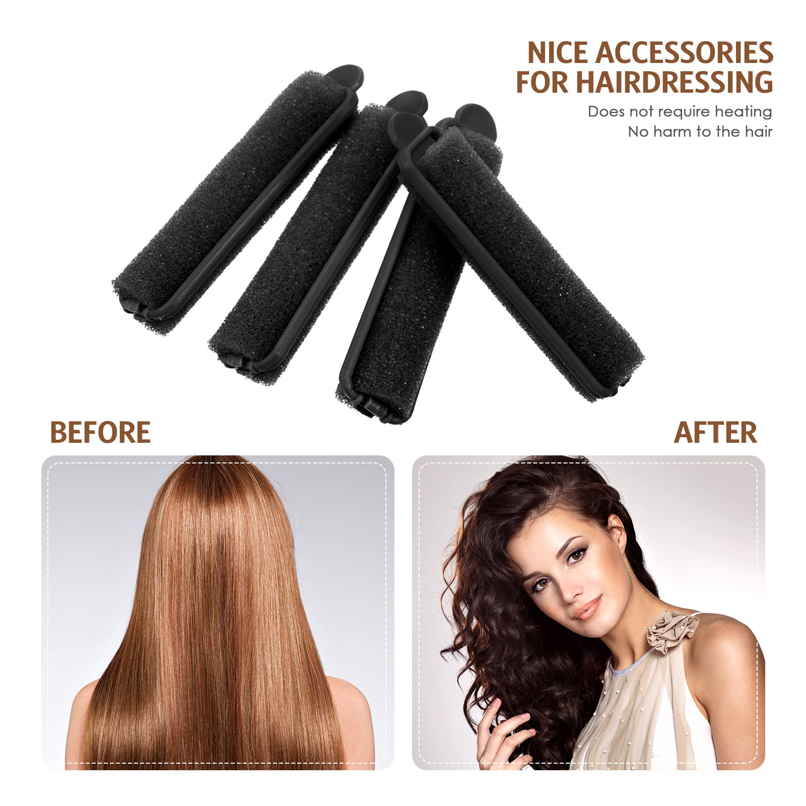 43 Pieces Soft 0.59 Inch Foam Hair Rollers Set With Flexible Sponge Curlers, Stainless Steel Rat Tail Pintail Comb For Hair Styl