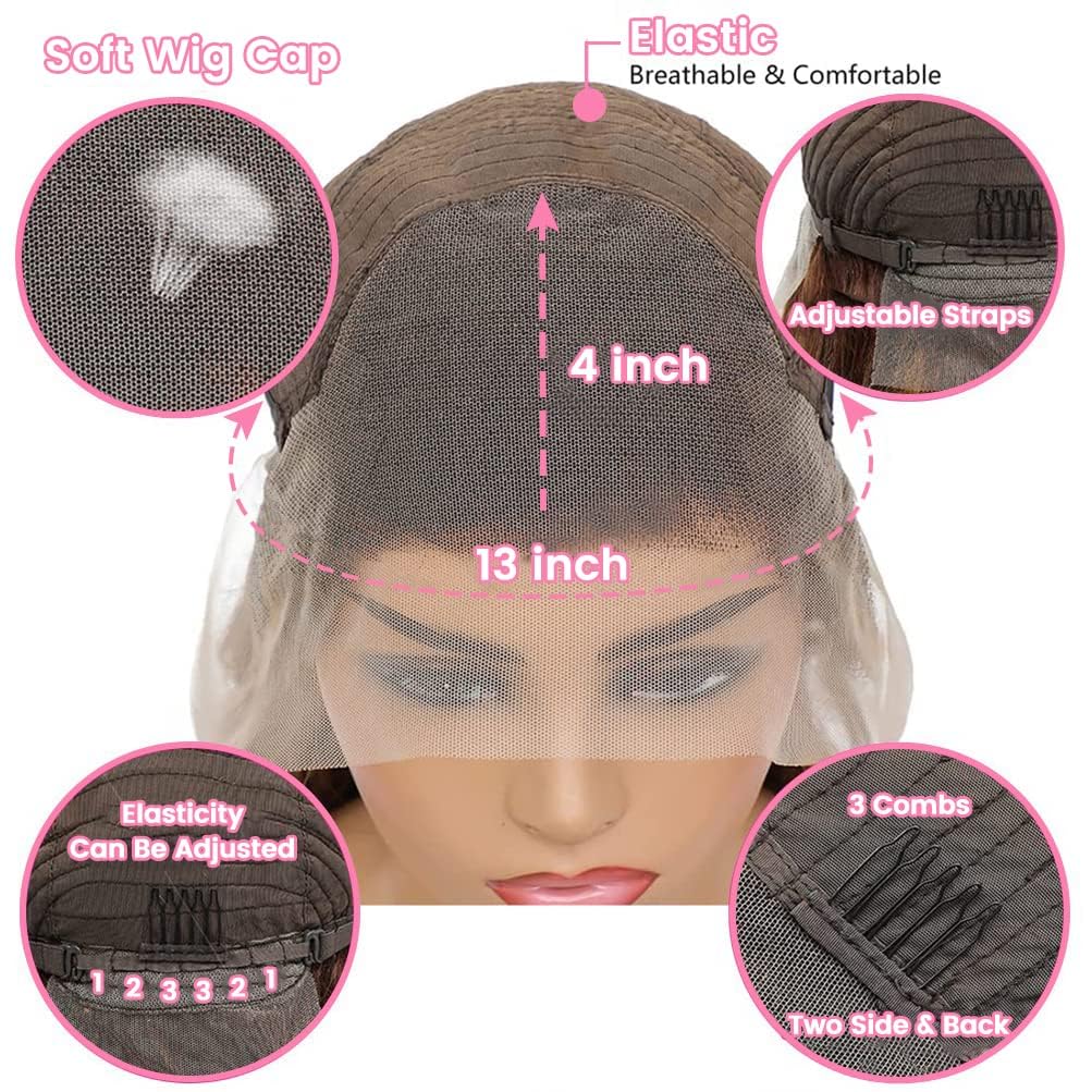 Blockice Highlight Ombre Lace Front Wigs Human Hair Pre Plucked 13X4 Hd Honey Blonde Lace Frontal Wig Human Hair 150% Density 4/