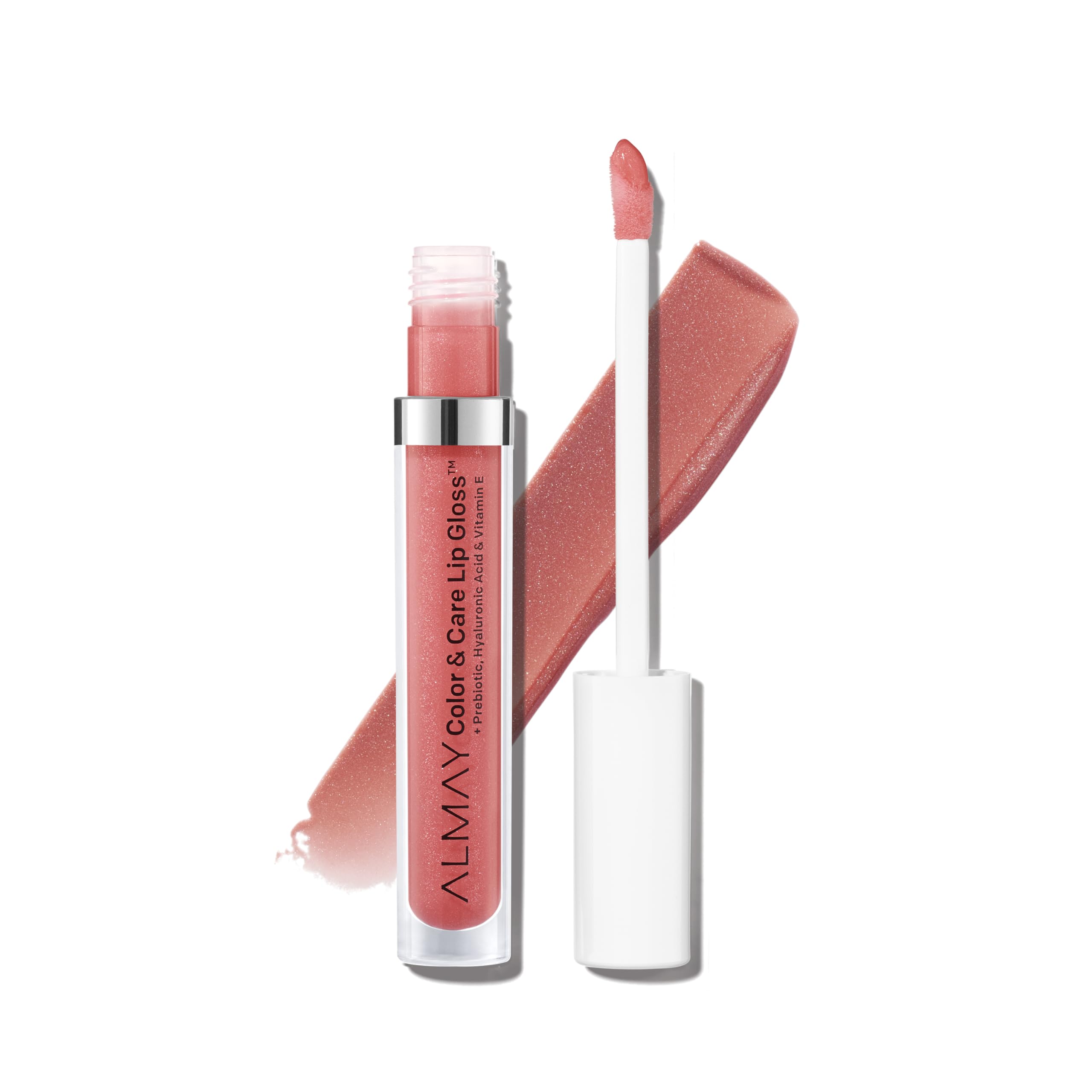 Almay Hydrating Lip Gloss, Soft Natural Colors, Prebiotic Complex, Hyaluronic Filling-Sphere Technology, 200 Rose Glow, 0.1 Fl O