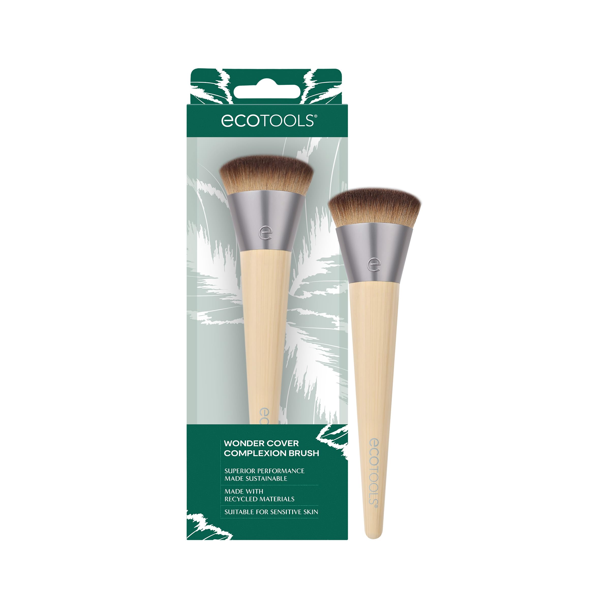 EcoTools Wonder Cover Complexion Brush, Makeup Brush For Flawless Foundation Application & Blending, Full Coverage Base Brush, E