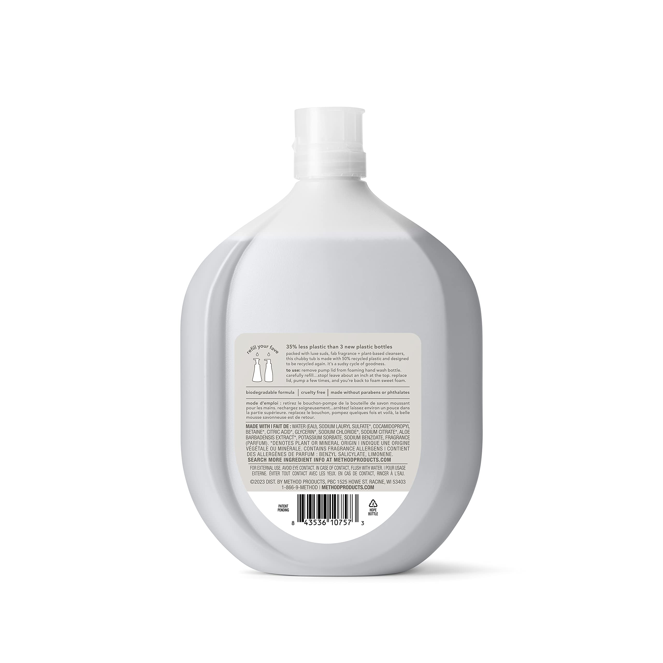 Method Foaming Hand Soap Refill, Violet + Lavender, Recyclable Bottle, Biodegradable Formula, 28 fl oz (Pack of 4) (Packaging Ma