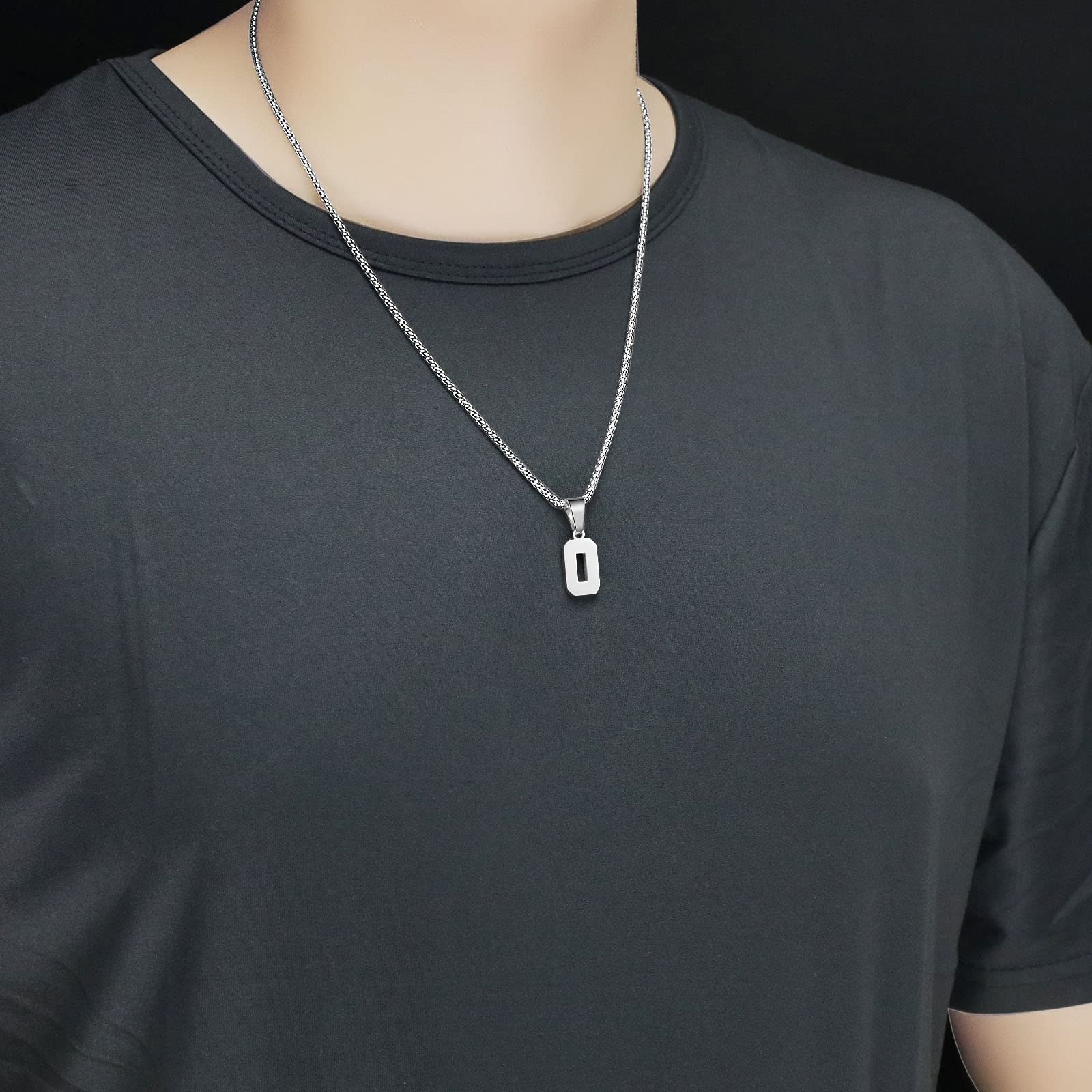 Number Necklaces Personalized Necklaces Silver Initial Number Pendant Stainless Steel Chain Movement Necklaces for Men Women (56