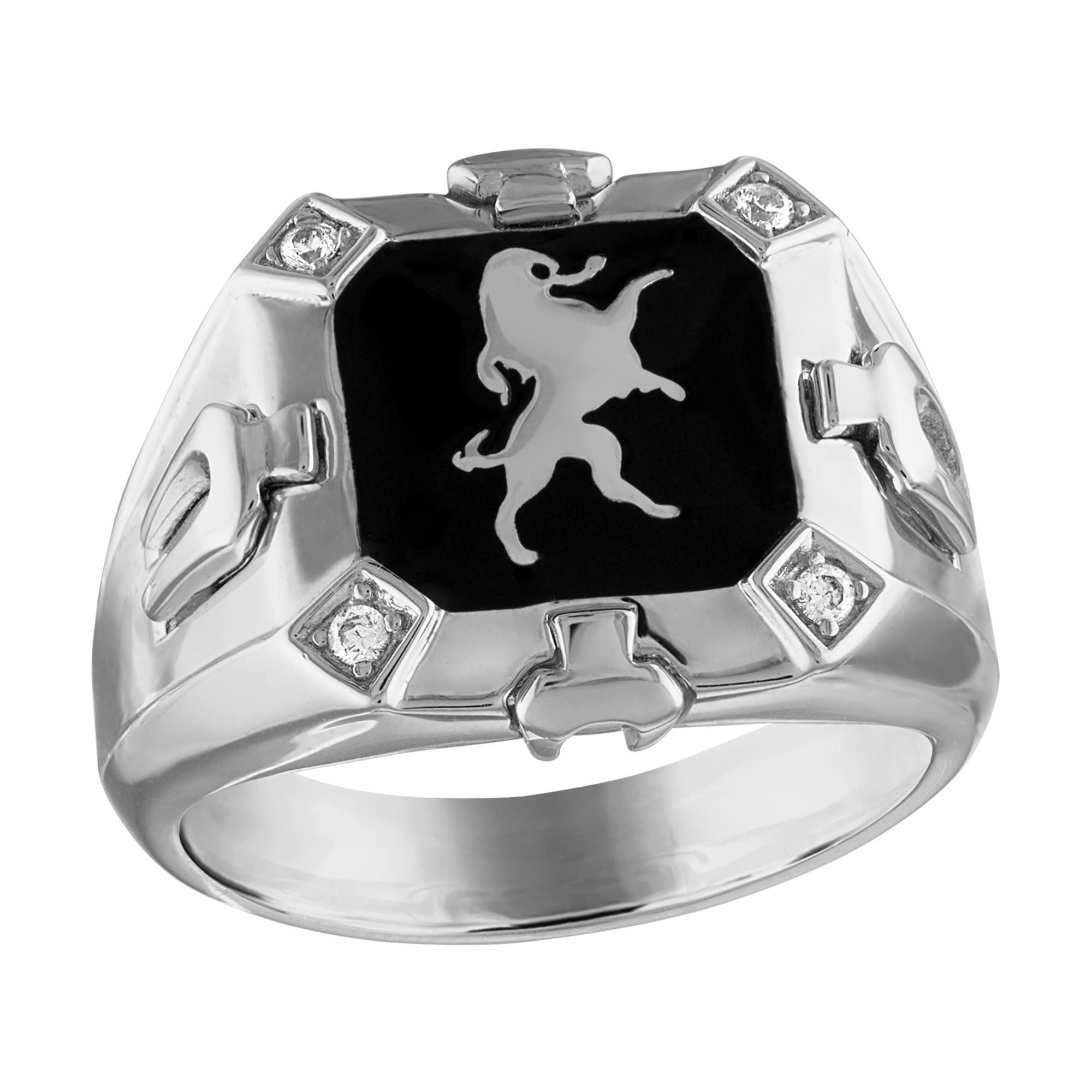Bulova Mens Jewerly Crest of Bohemia Sterling Silver and Black Enamel Ring, Size 10 Style: BVR1007-WSQ7