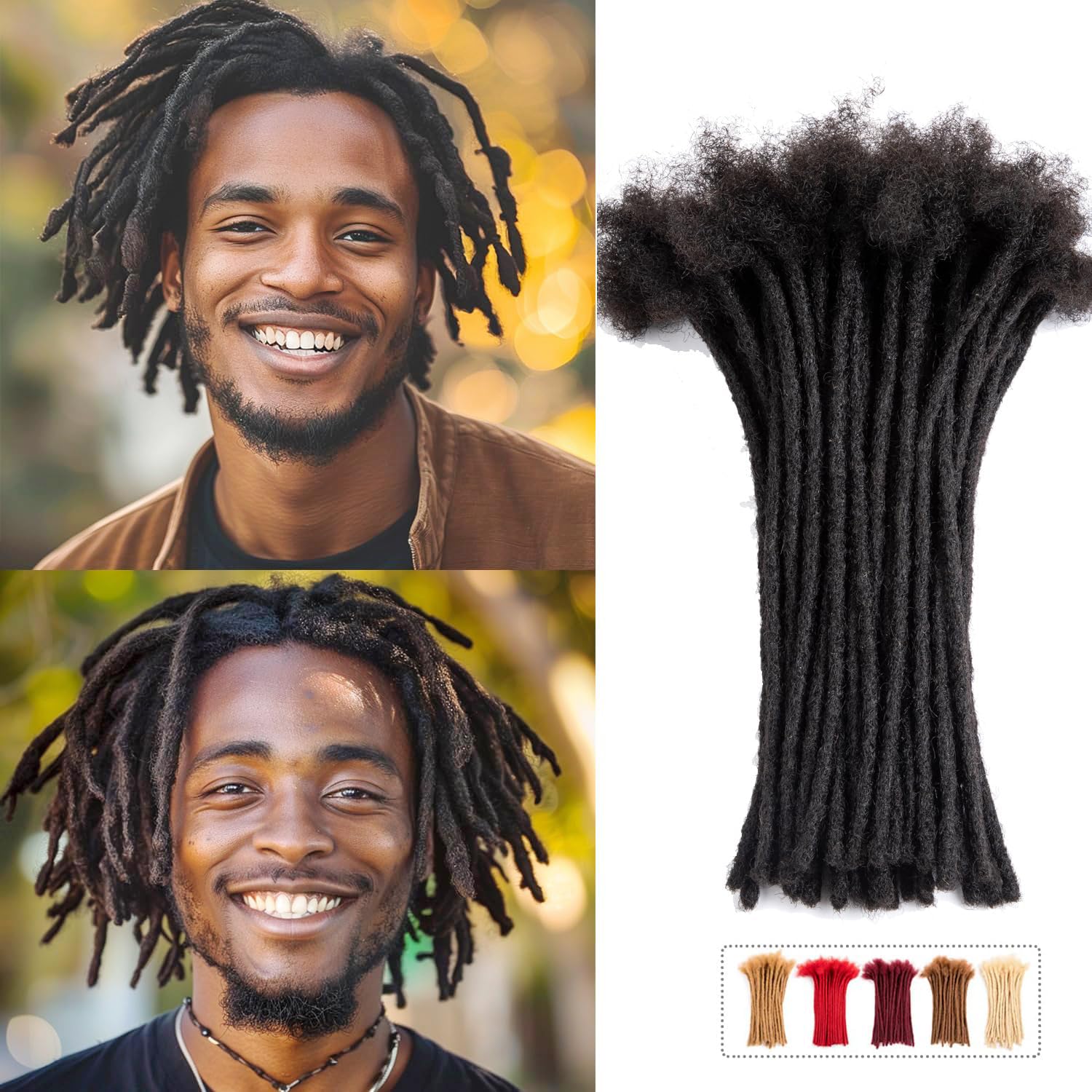 Teresa Small 0.4cm and Medium 0.8cm Width 6-18 Inch 100% Human Hair Dreadlock Extensions for Men/Women/Kids, Full Hand-made Locs