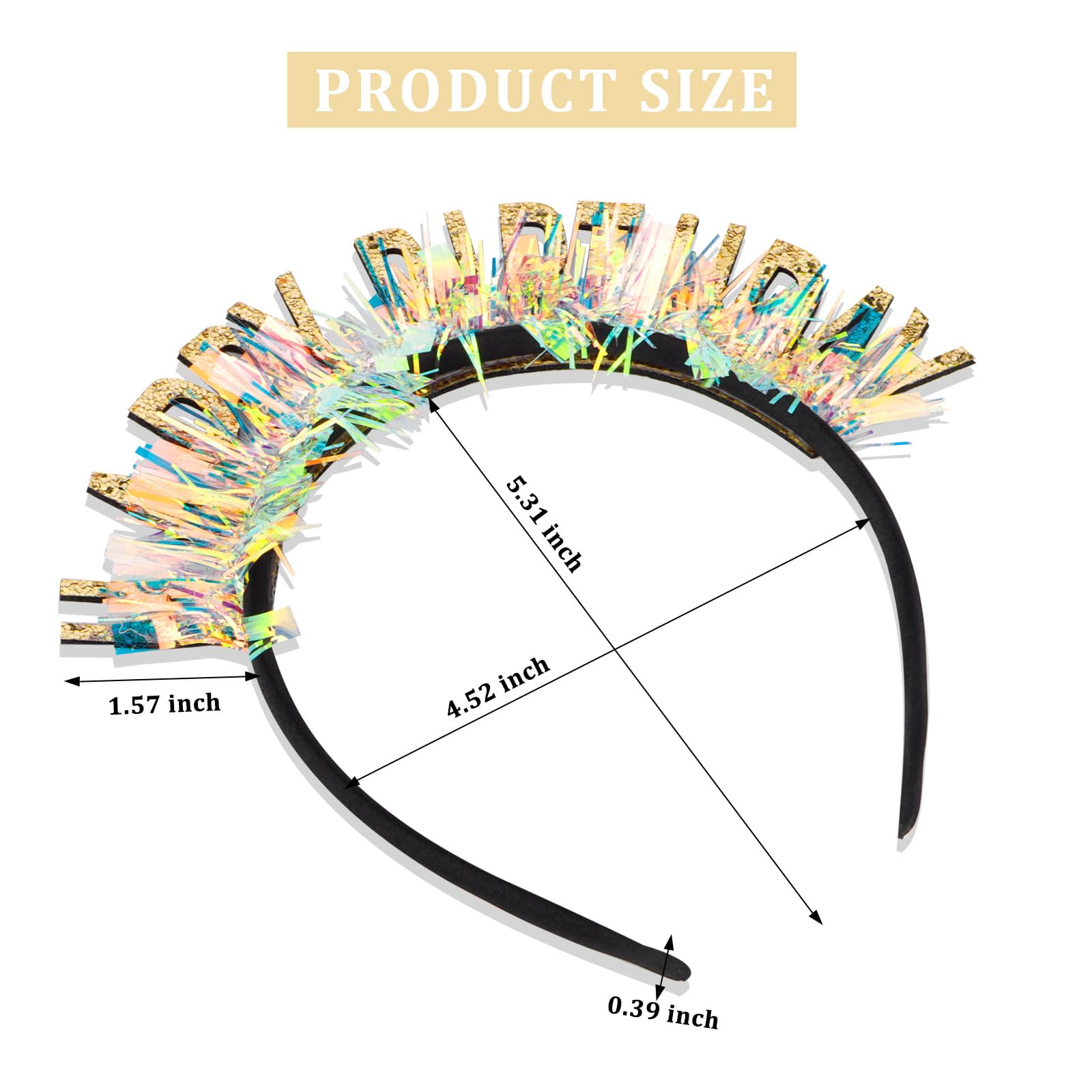 Cieher Happy Birthday Headband For Women Girls Birthday Gifts Birthday Decorations Gold