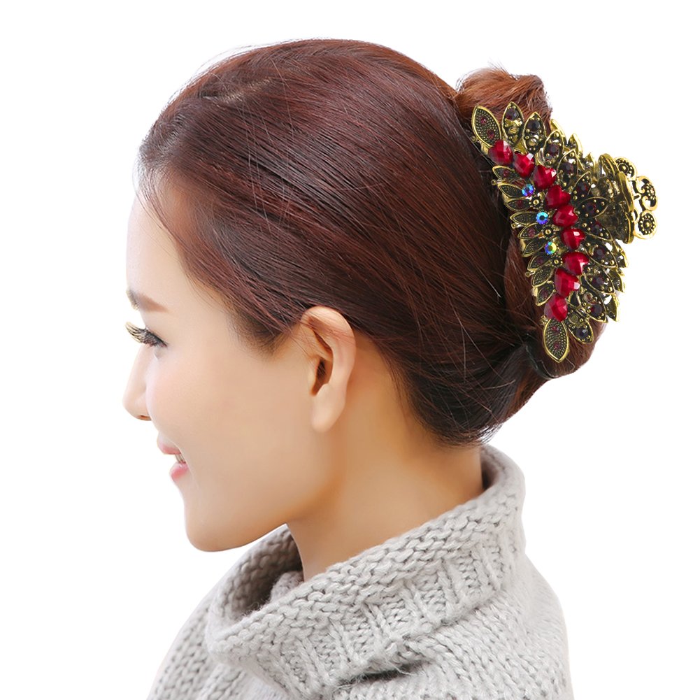 Fashion & Lifestyle Large Metal Alloy Hair Claw Jaw Clip For Women And Girls - Pretty Strong Clamp Non-Slip Barrette Hair Updo G