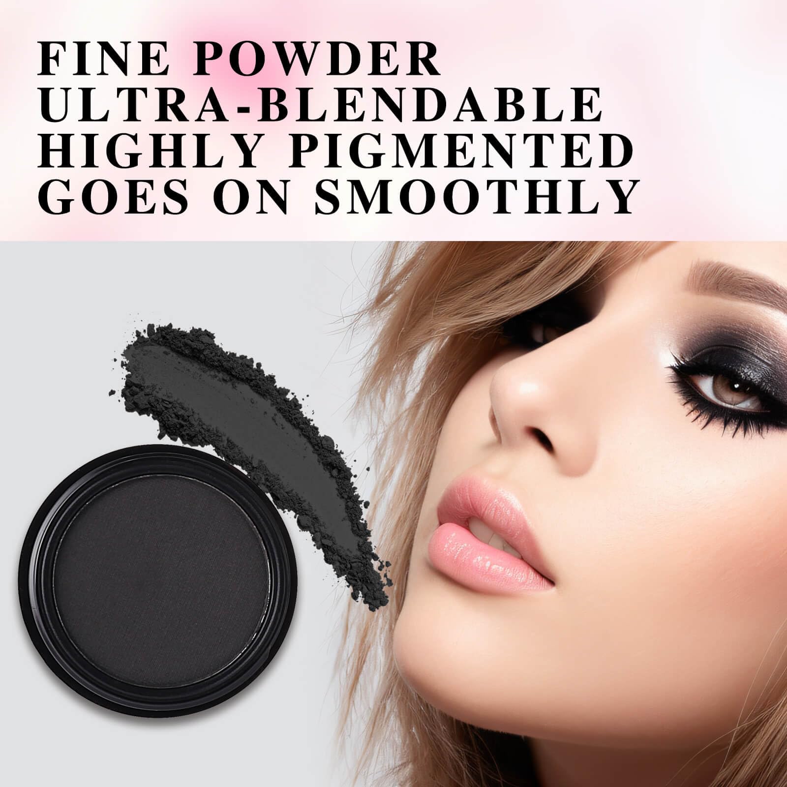 Meicoly Black Single Eyeshadow,Pressed Powder Matte Eye Shadow,Ash Eye Black Special Effects Powder,Opaque Vegan Cruelty Free Ey
