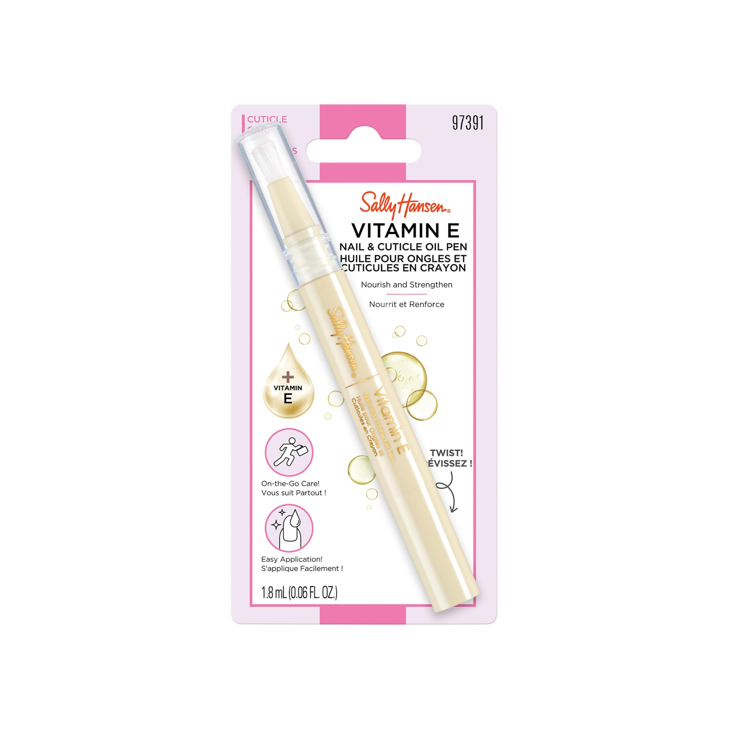 Sally Hansen Vitamin E Nail & Cuticle Treatment Pen | Hydrates and Conditions Dry Nails | Nourishing Formula with Apricot Oil | 