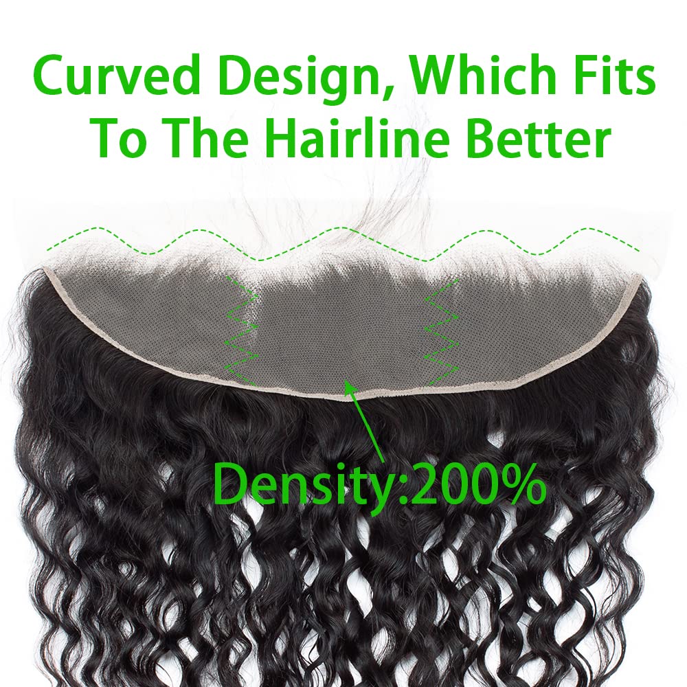 Water Wave Lace Frontal 13X4 Ear To Ear Lace Frontal Closure 16Inch 100% Unprocessed Brazilian Virgin Human Hair Swiss Lace Fron
