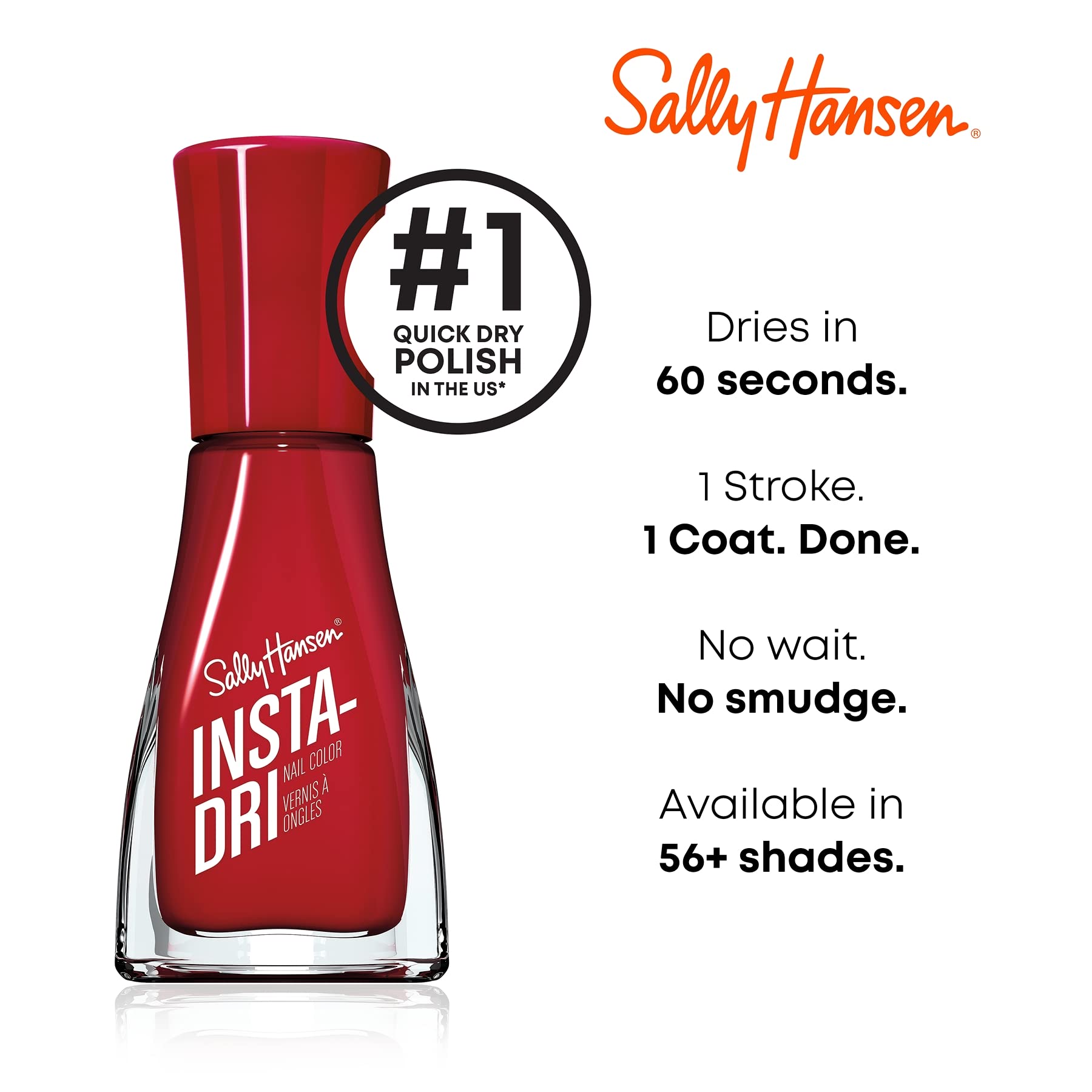 Sally Hansen Insta-Dri Nail Polish, Pink Punch, 0.31 Fl Oz - Fast-Drying, Vibrant Color, Perfect for DIY Manicures