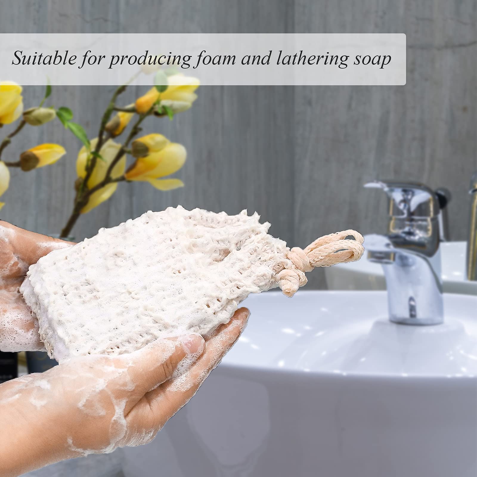 ZEPELOFFY Soap Bag,Bar Soap Pouch,5 Packs Sisal Soap Saver Bags Mesh for Exfoliating, Shower,Scrubber