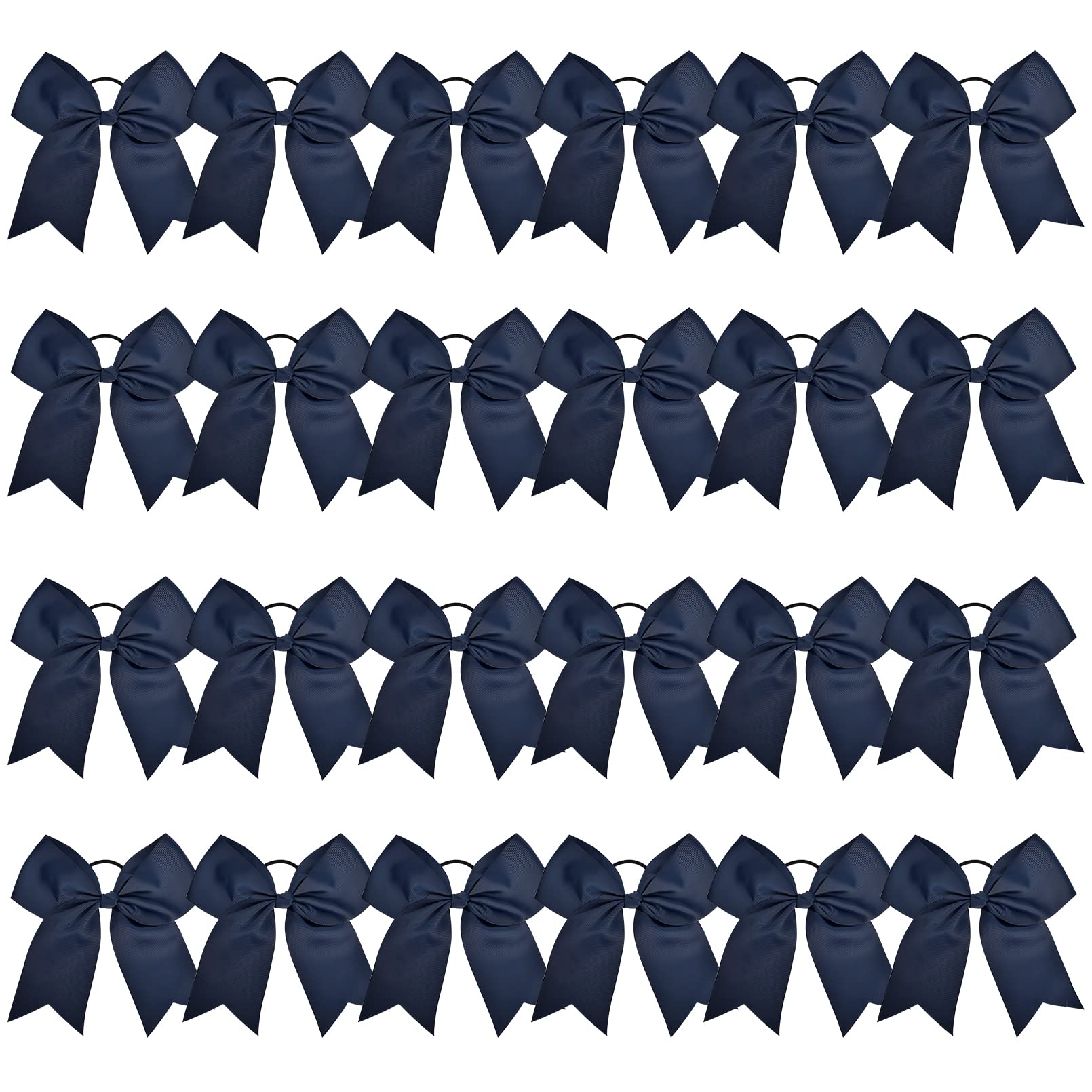 24 Pcs 8'' Large Cheer Bows Navy Blue Girl Hair Bows Cheerleading Softball Team Bow Hair Accessories For Cheerleaders Football C