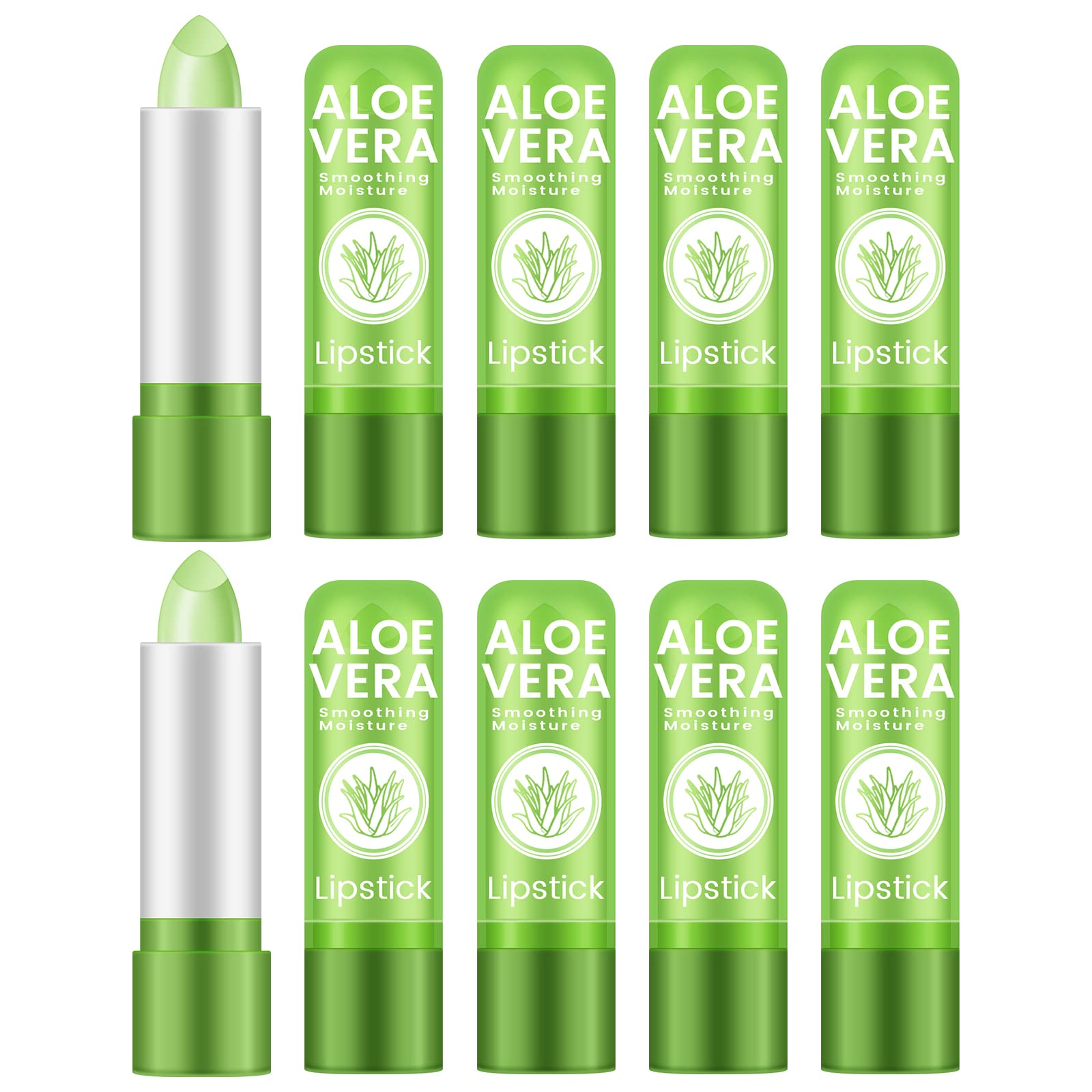 Ownest 10 Packs Aloe Vera Lipstick, Long Lasting Nutritious Soothing Lip Balm, Lips Moisturizing Magic Temperature Color Change 