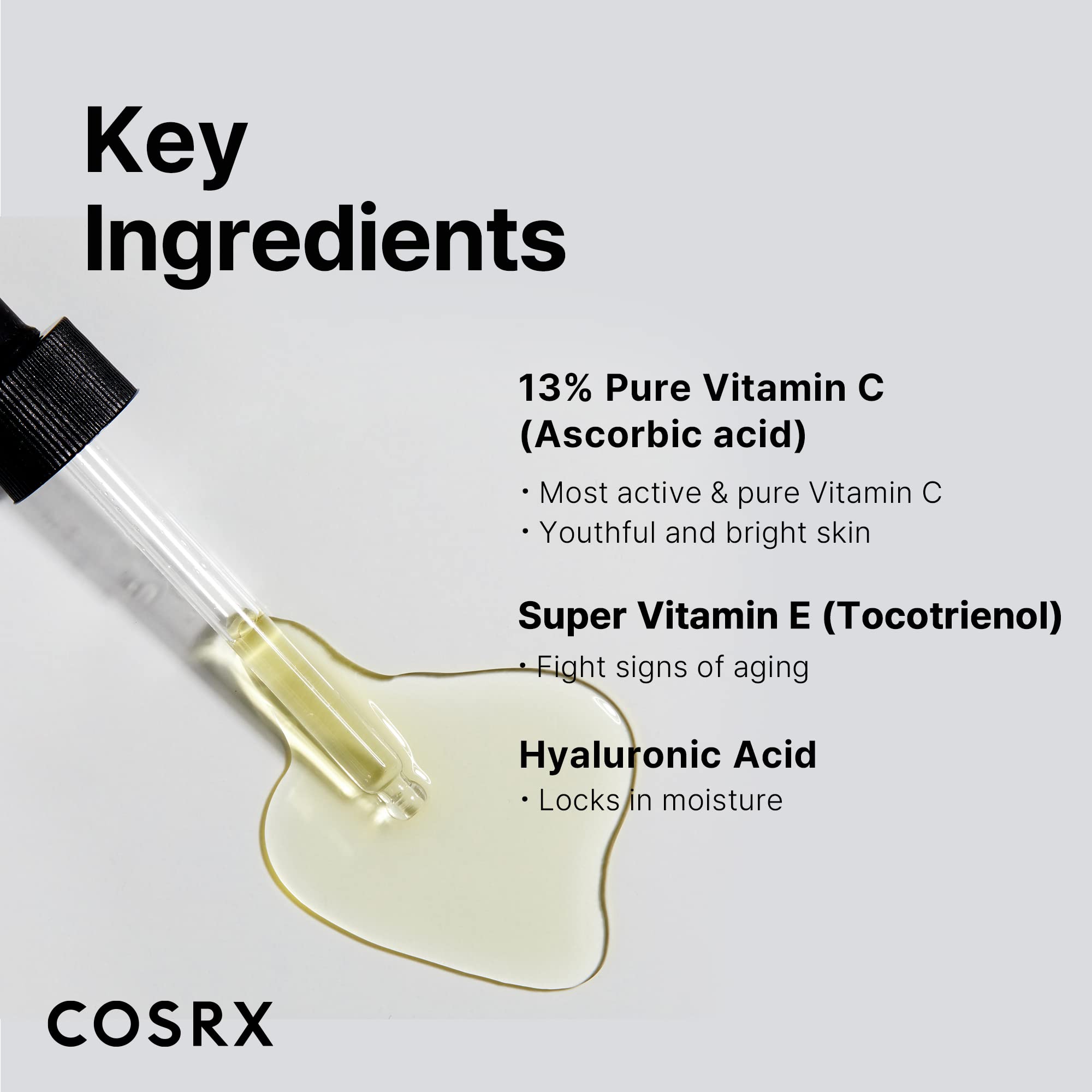 Cosrx Pure Vitamin C 13% Serum With Vitamin E & Hyaluronic Acid, Hydrating Facial Serum For Fine Lines, Uneven Skin Tone & Dull