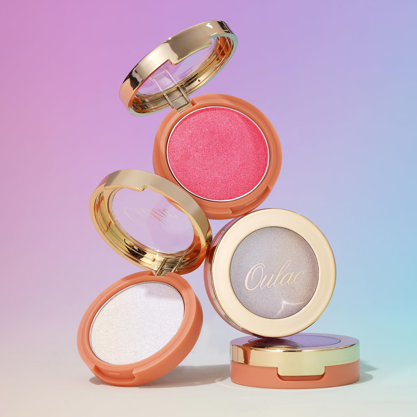 Oulac Luminisers Blush Face & Eyeshadow 2 in 1 Glow,Brighten Skin As Highlighter Makeup, Shimmer Blusher,Buildable and Vegan Cos
