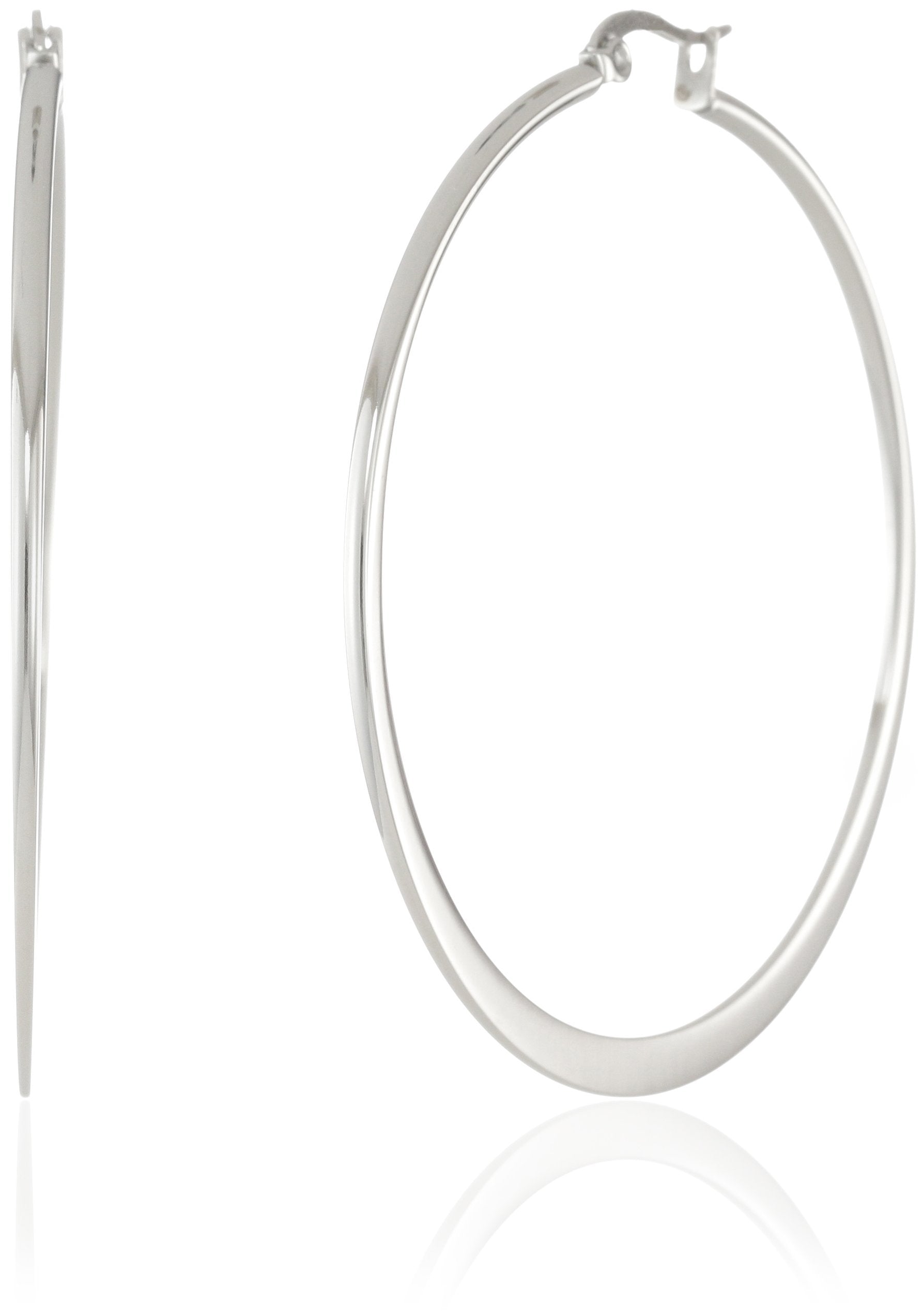 Amazon Essentials Stainless Steel Flattened Hoop Earrings (55mm) (previously Amazon Collection)