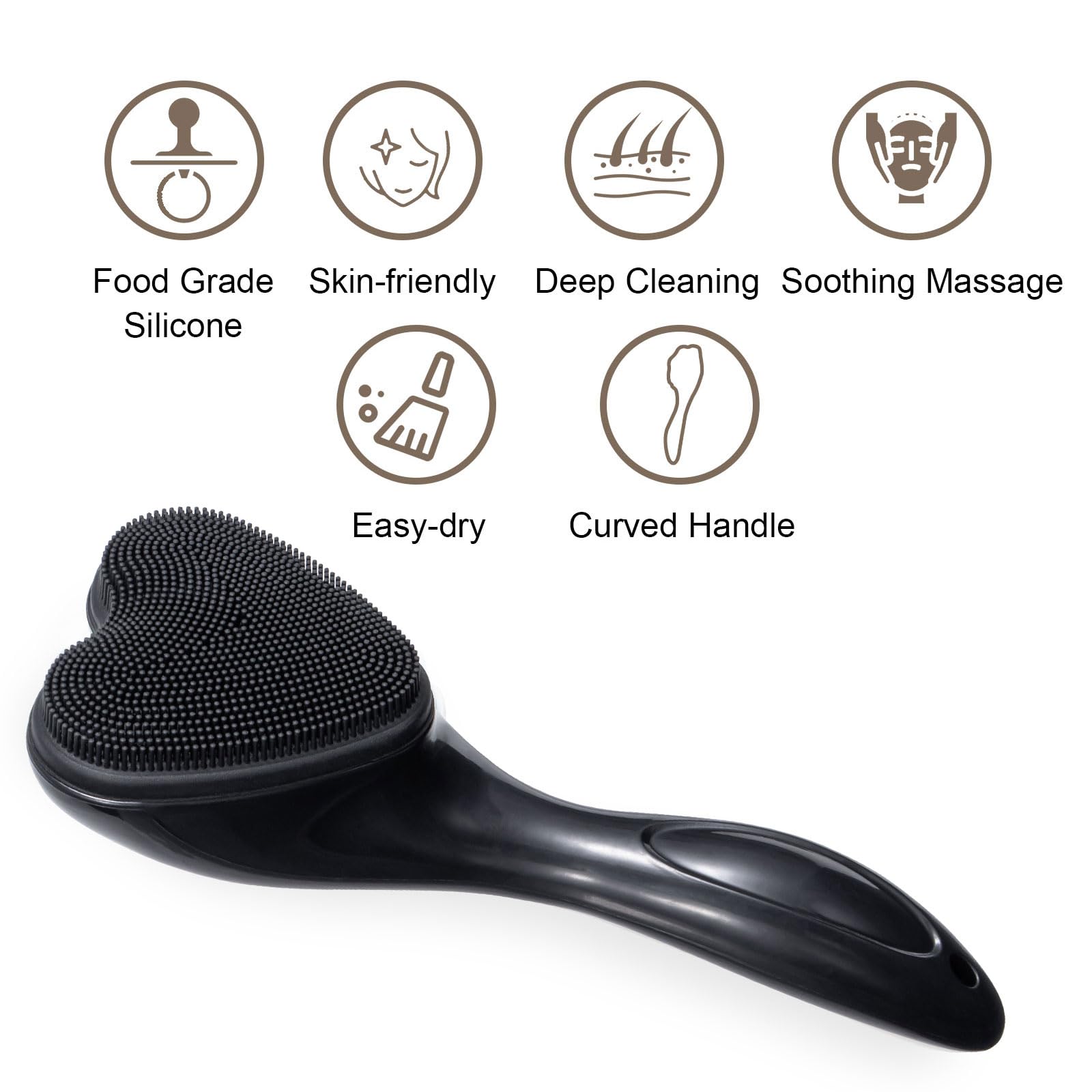 Silicone Face Scrubber Exfoliating Brush, Beomeen 2 Pack Manual Handheld Facial Cleansing Brush Blackhead Scrubber, Soft Bristle