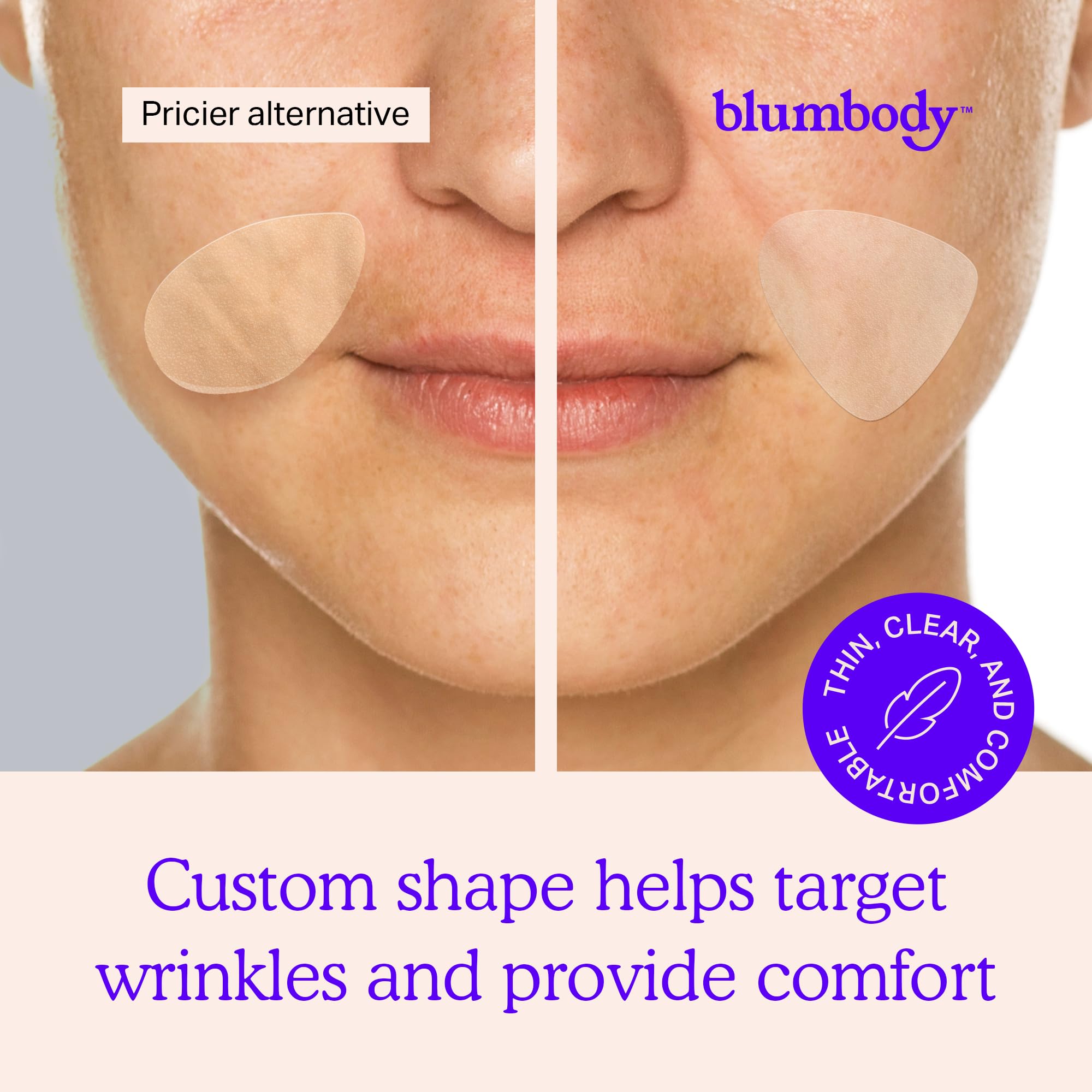 Blumbody Face & Forehead Wrinkle Patches - Mini Anti Wrinkle Facial Patches To Smooth Eye, Mouth, Forehead Wrinkles - Non-Silico