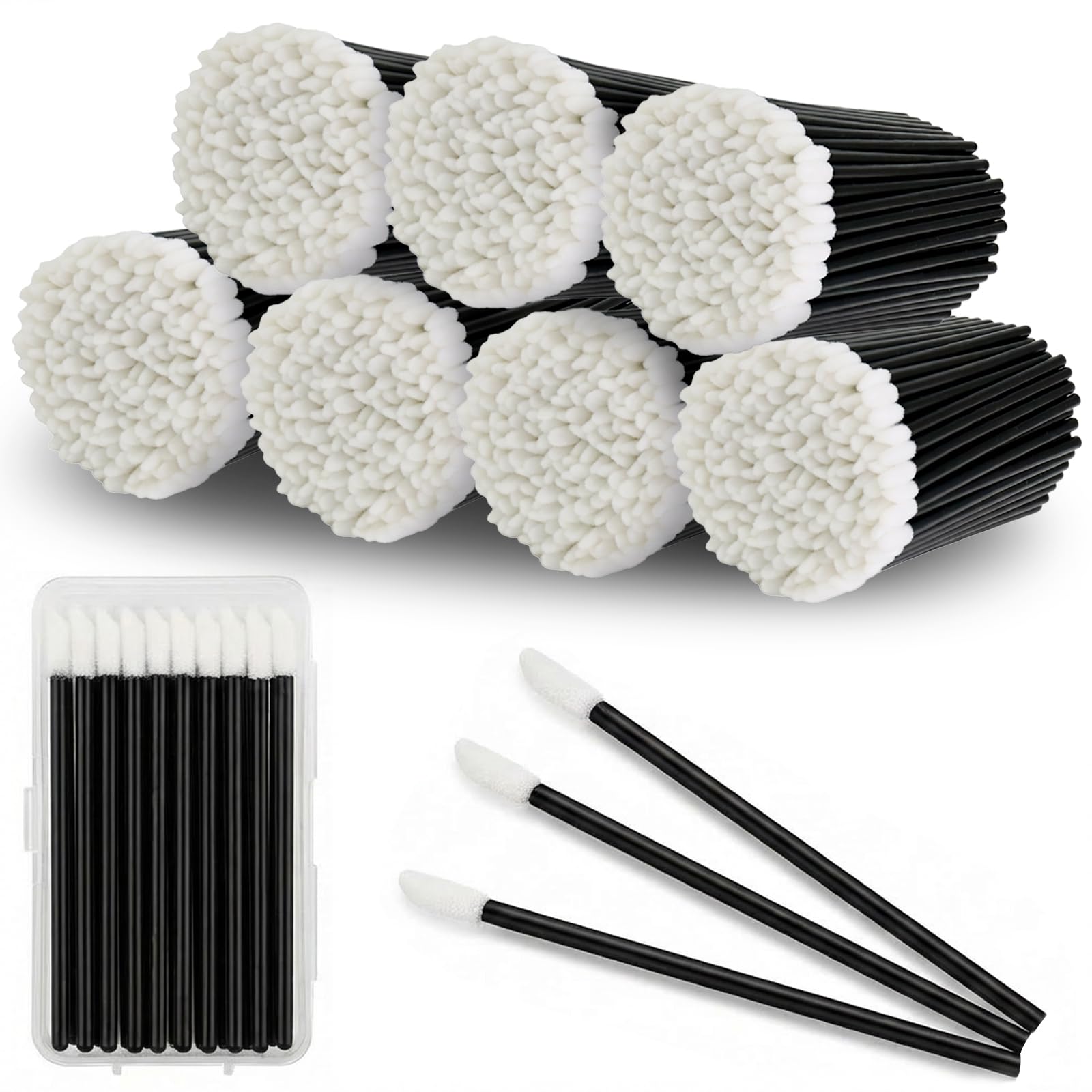 EWVVSS 800 Lip Applicators Disposable with Storage Case, Lip Wands Lipstick Applicator Wands LintFree Lip Brush Tools for Makeu