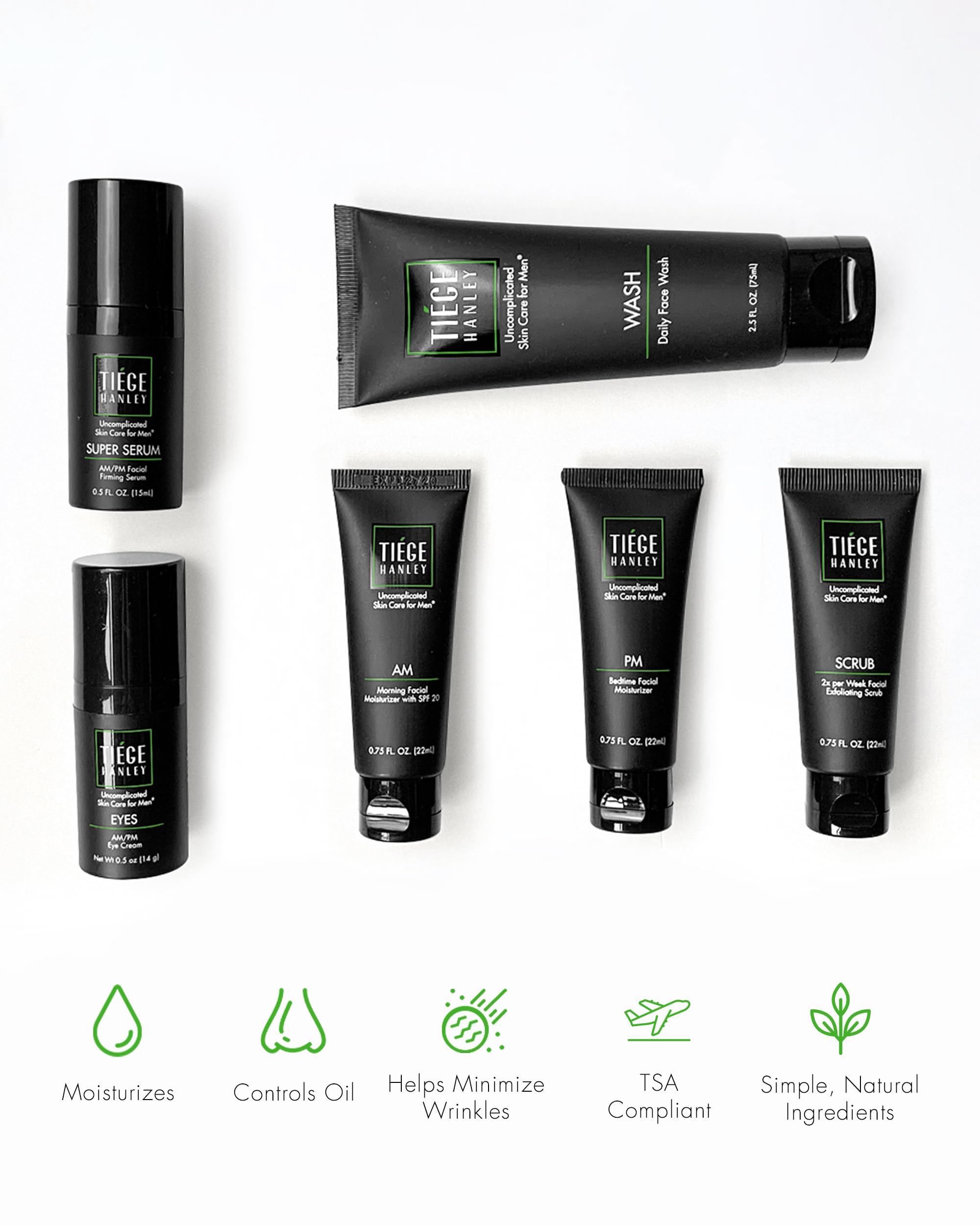 Tiege Hanley Mens Skin Care Set, Anti-Aging Skin Care Routine for Men (System Level 3) - Men's Skincare Set for Fines Lines Incl