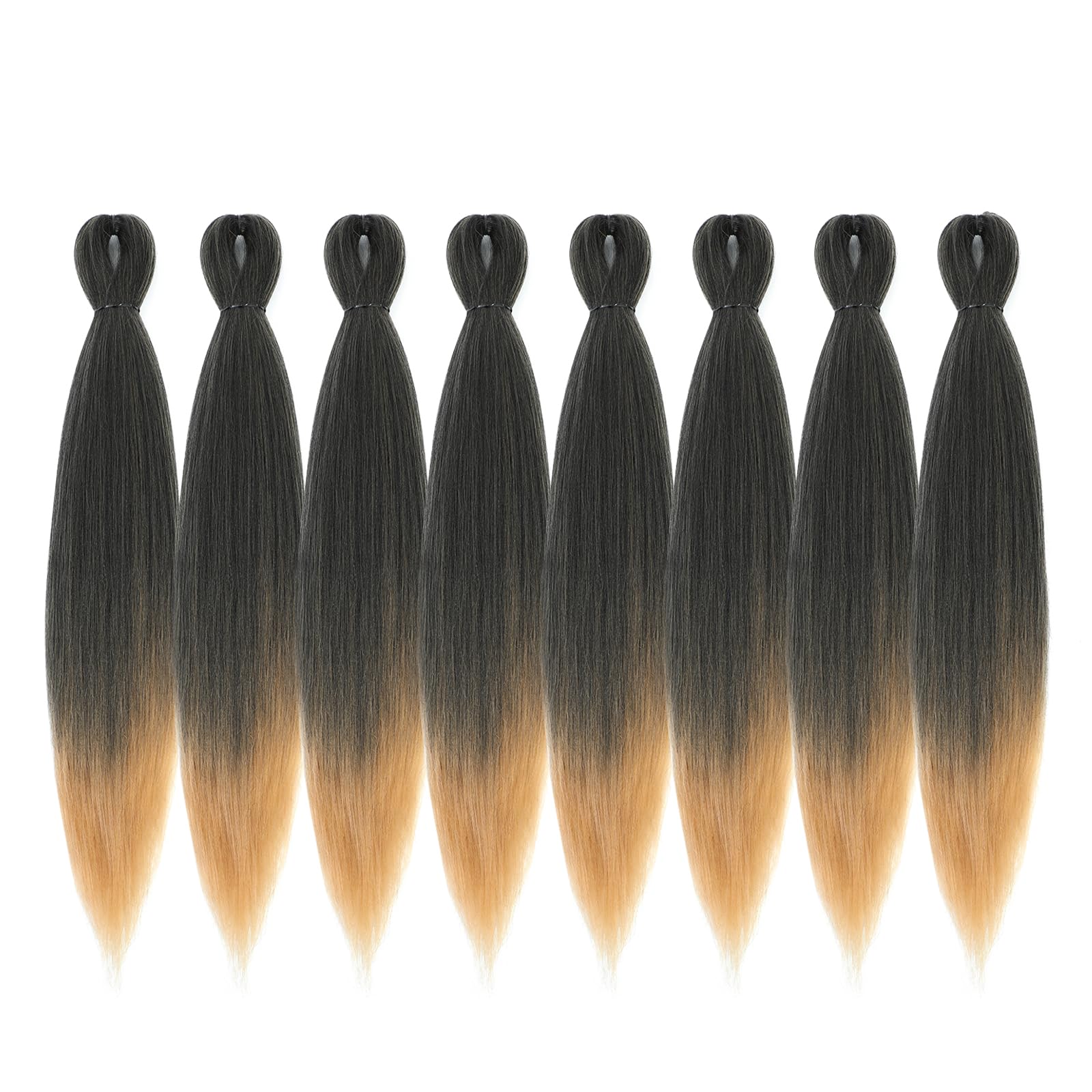 Difunee Pre-Stretched Braiding Hair - 16 Inch 8 Packs Ombre Blonde Short Braiding Hair For Twist Or Box Braids, Yaki Texture Hot