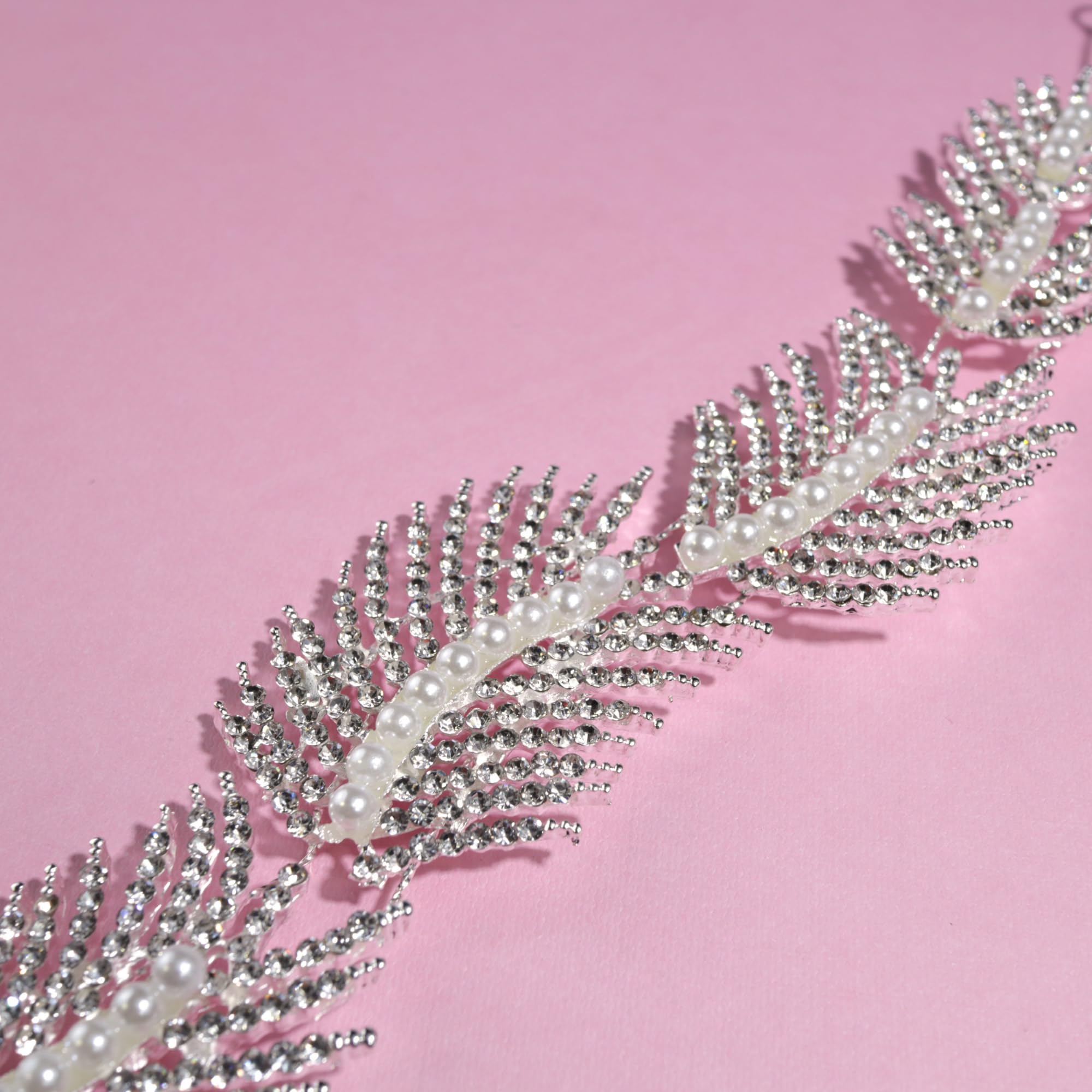 Needzo Silver Rhinestone Hair Accessory, Headband for First Communion, Weddings, Flower Girl, and Bridal Events, Sparkly Vine, C