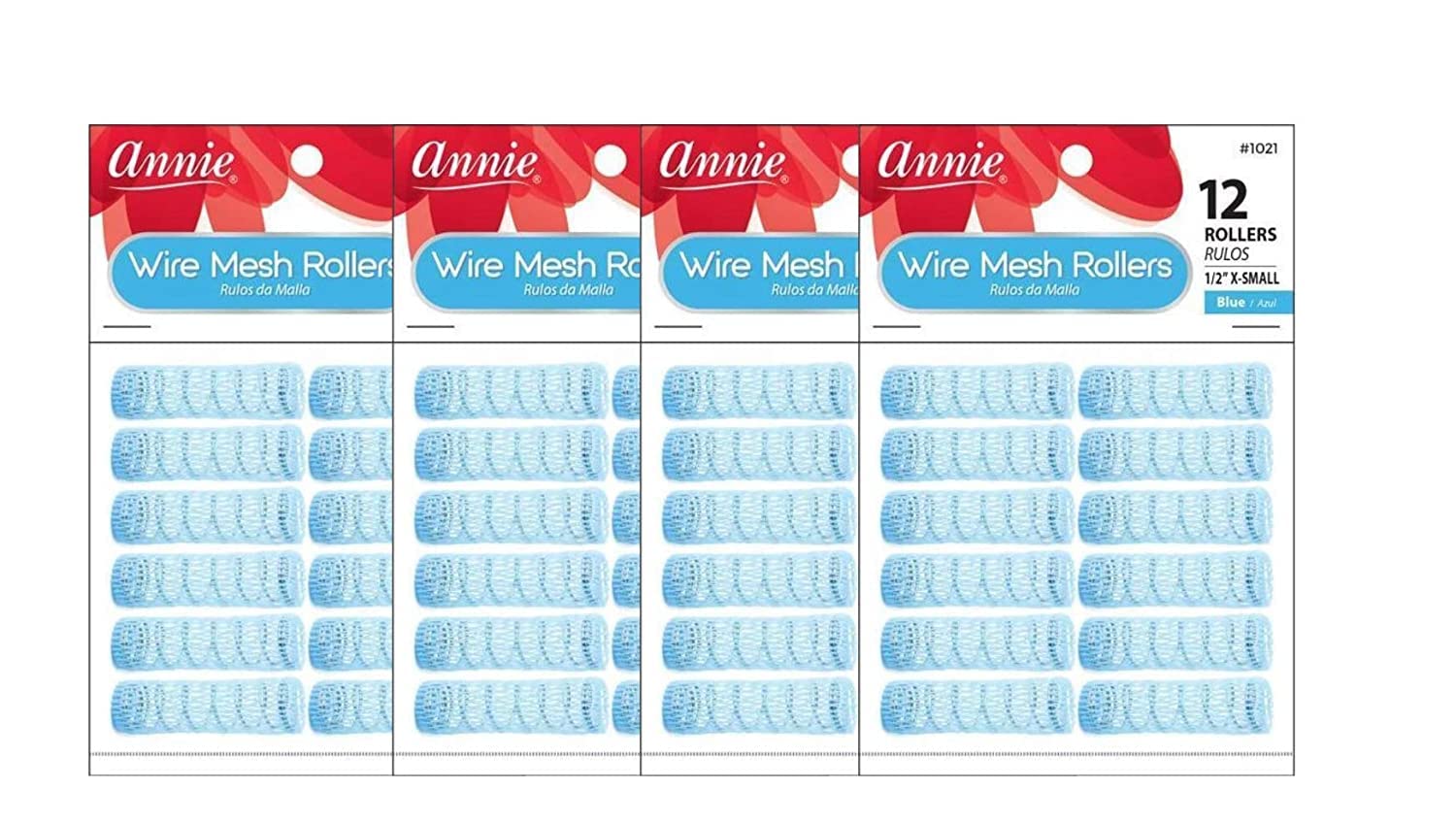 Annie Wire Mesh Rollers #1021, 12 Count Blue XSmall 1/2 Inch (4 Pack)