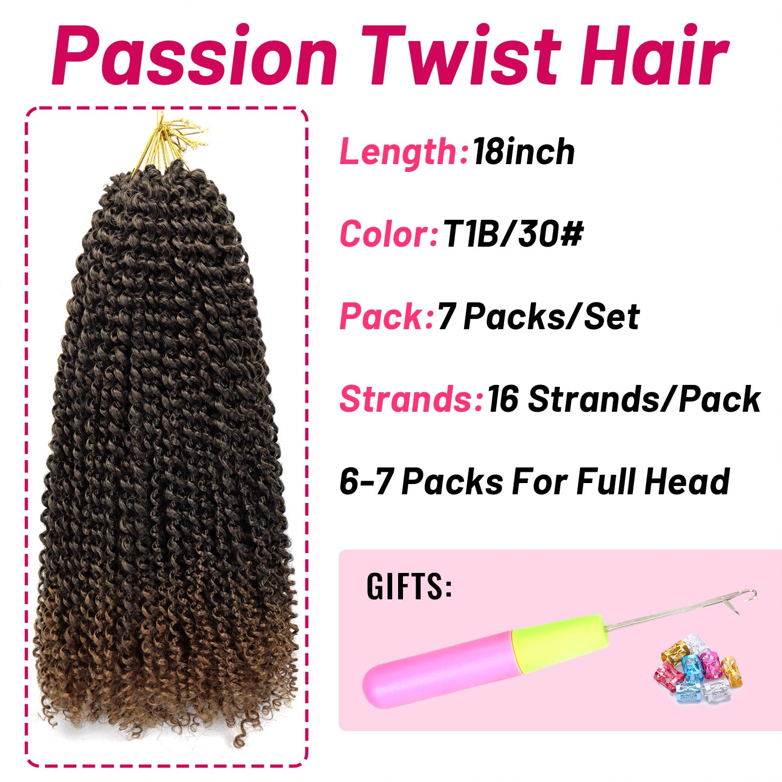 Dorsanee Passion Twist Hair 18 Inch 7 Pakcs Ombre Brown Water Wave Crochet Hair Bohemian Curly Braiding Hair For Boho Braids, Cr
