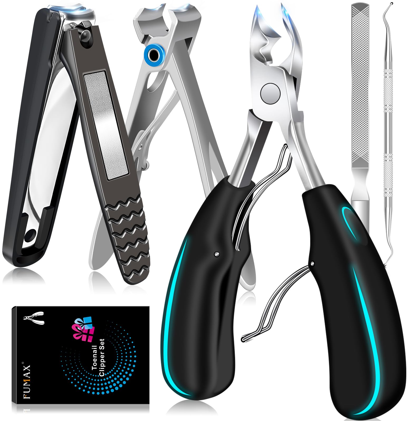 Toenail Clippers for Seniors Thick Toenails Nails, Large Toe Nail Clippers with Wide Jaw Opening, No Splash Nail Clippers with C