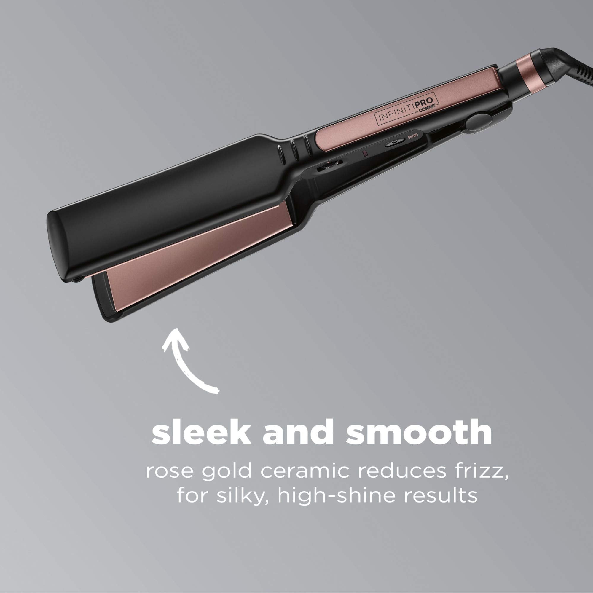 Conair INFINITIPRO Rose Gold Ceramic Flat Iron, 1.75-Inch, Black, Model CS812N
