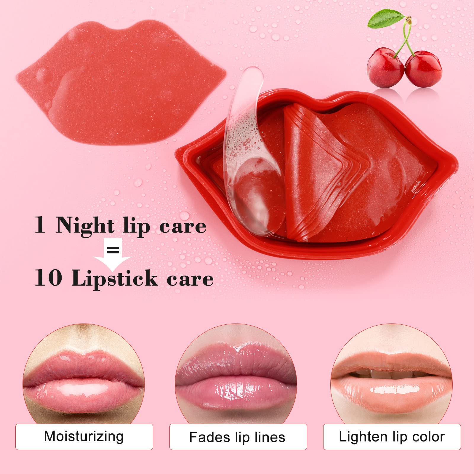 Charm Kiss 20Pcs Moisturizing Lip Mask, Lip Sleep Mask Reduces Lip Lines And Restores Moisture, Lip Mask Effectively Nourishes T