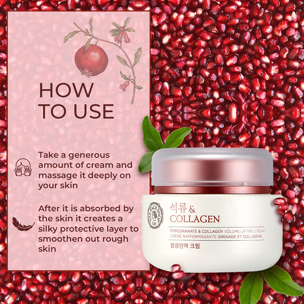 The Face Shop Pomegranate & Collagen Volume Lifting Eye Cream | Deep Revitalizing Cream For Elasticity, Firmness & Density | Ant