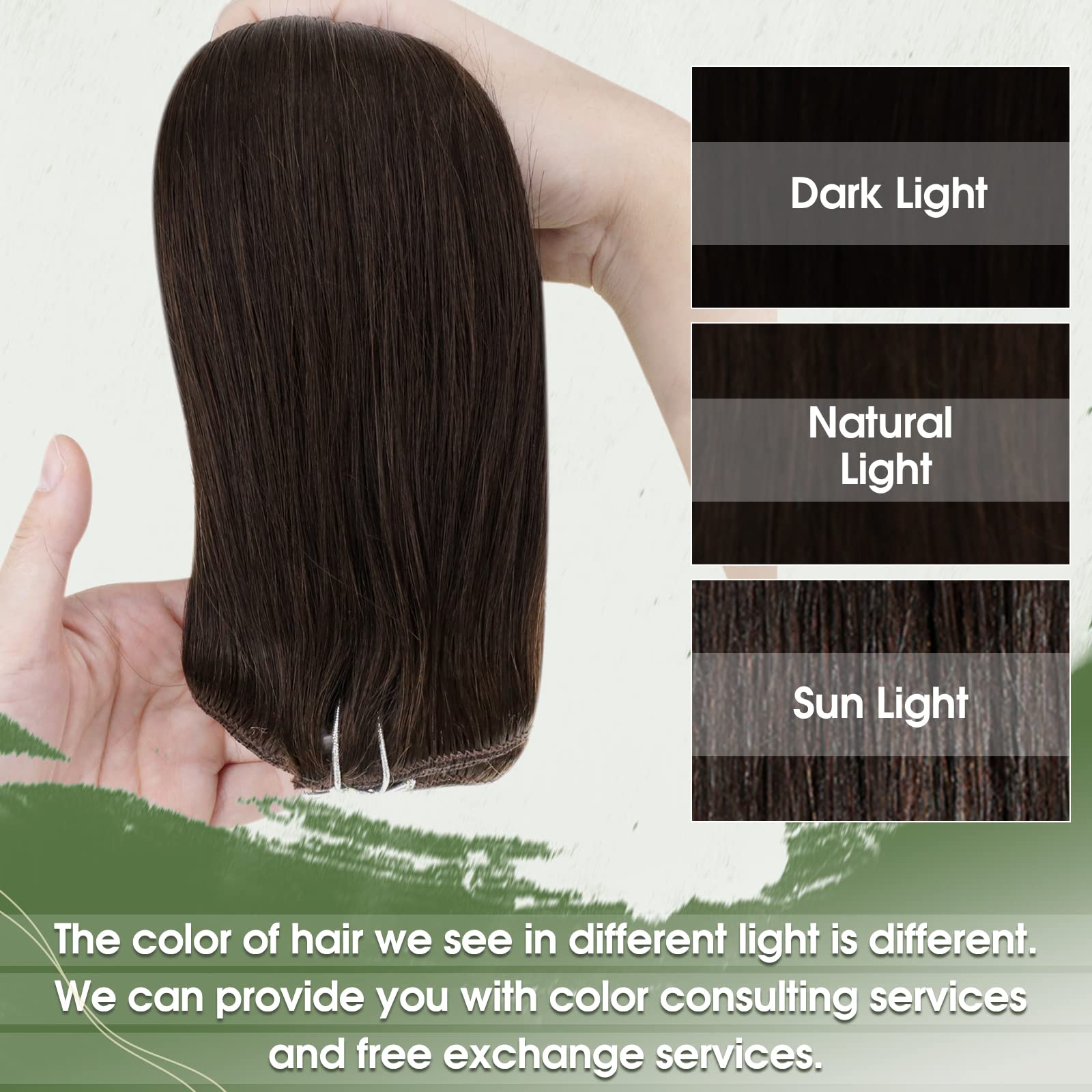 Hetto Clip in Extensions Human Hair #2 Darkest Brown Extensions Clip in Human Hair Straight Clip in Hair Extensions 16 Inch 105g