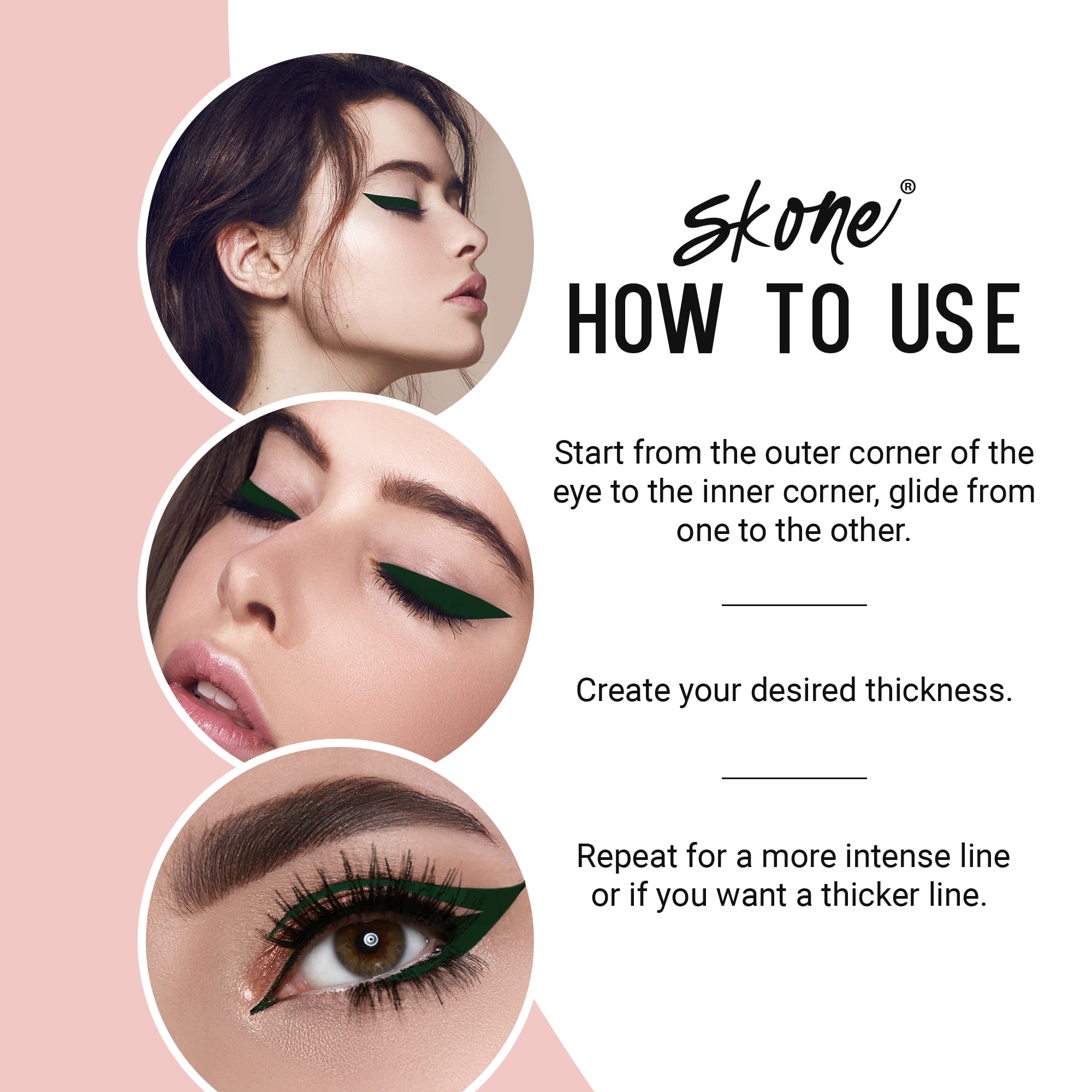 Skone Cosmetics Insanely Intense Tattooed Eyeliner - Smudge Proof, Sweat Proof Liquid Eyeliner Felt Tip Applicator, Pigmented Li