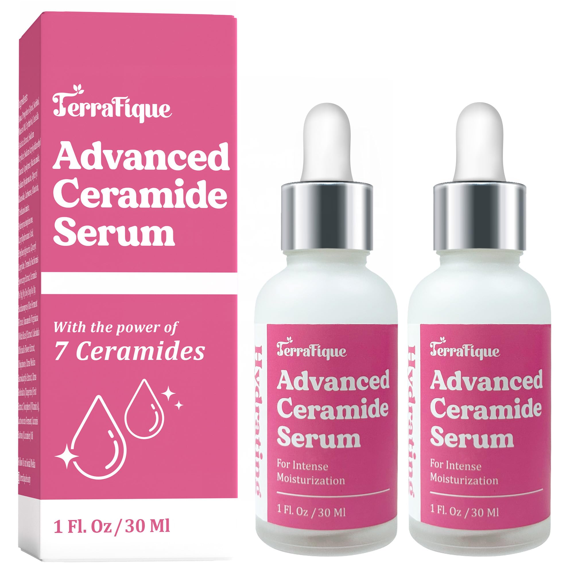 Terrafique Ceramide Face Serum  with Centella & Vitamin C  1 Fl Oz 2 Pk