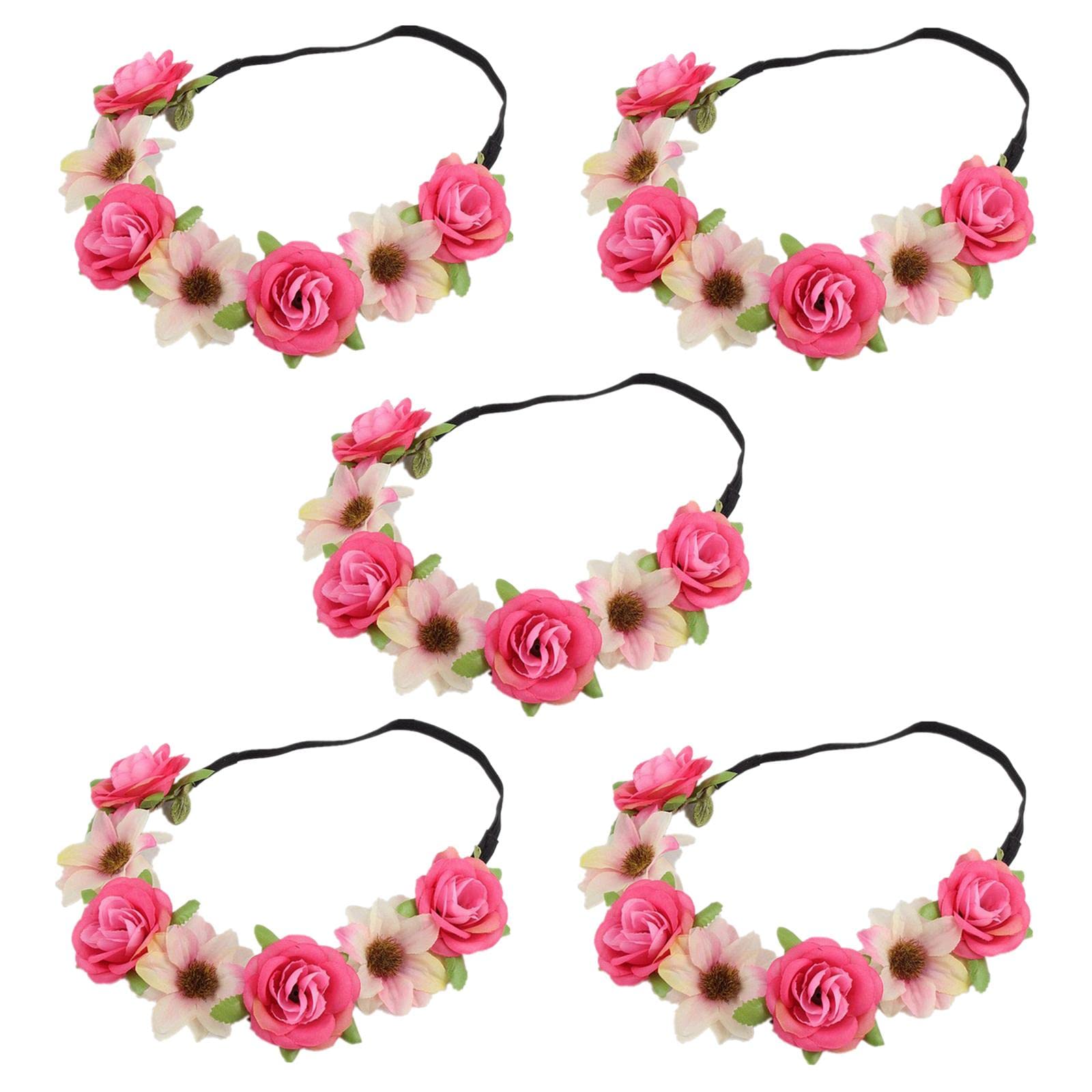 CALANDIS 5Pcs Headdress Flower Crown Bride Headband Wreath for Wedding Rose Red | Hats & Headwear | Clothing, Shoes & Accessorie