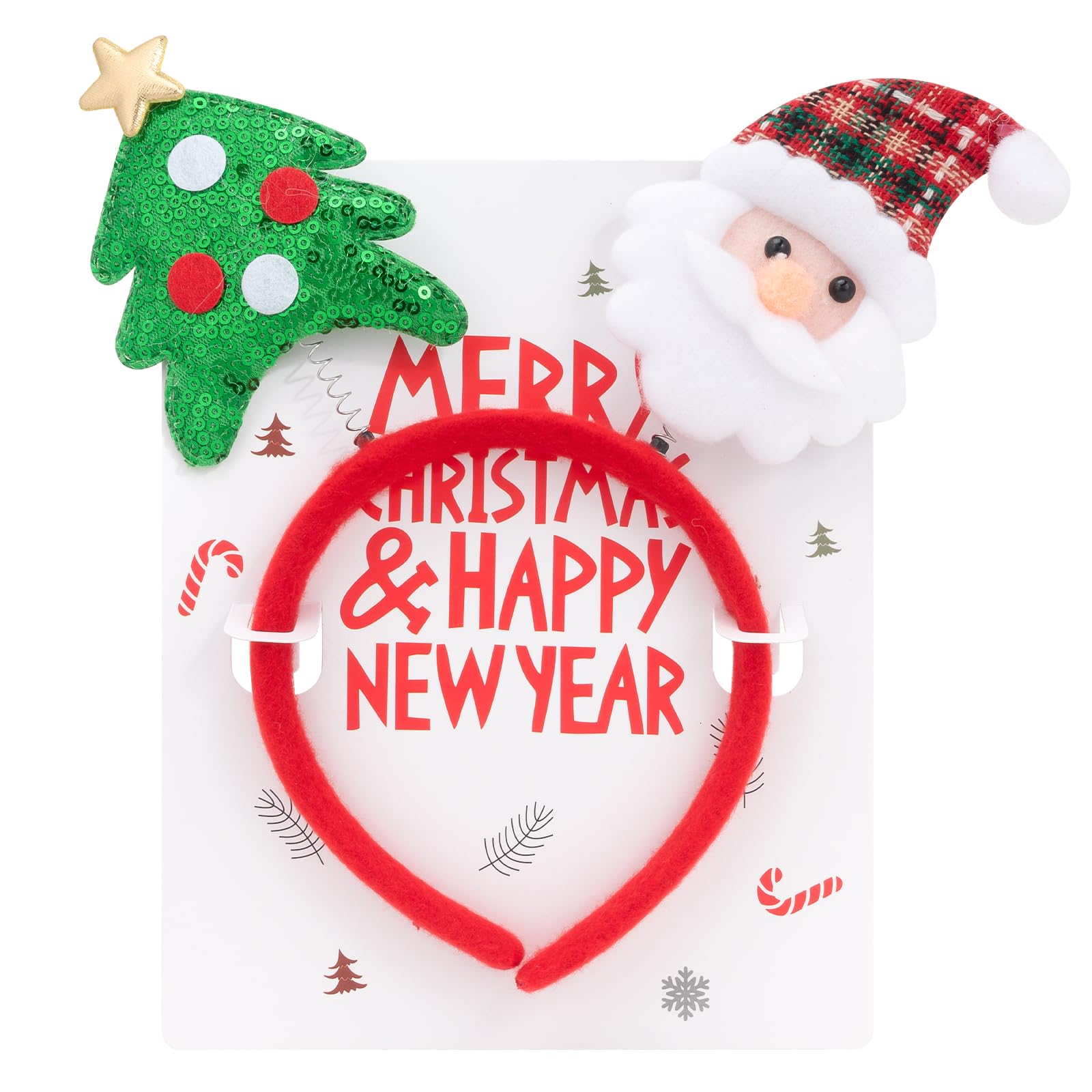 BLAAROOM Christmas Headbands for Women Girls Glitter Christmas Tree Headband Santa Claus Head Band Christmas Headwear Decoration