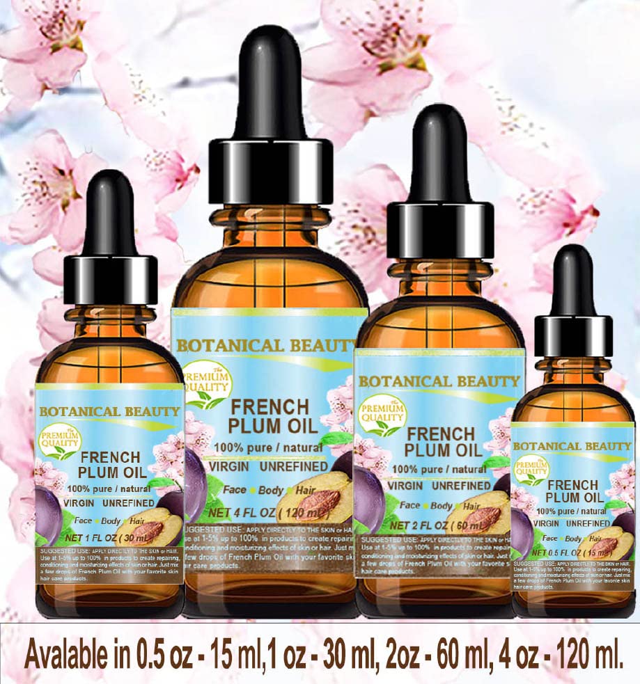 Plum Oil French. 100% Pure Natural Virgin Unrefined Undiluted Cold Pressed Carrier Oil. For Face, Skin, Hair, Body, Lips, Nails