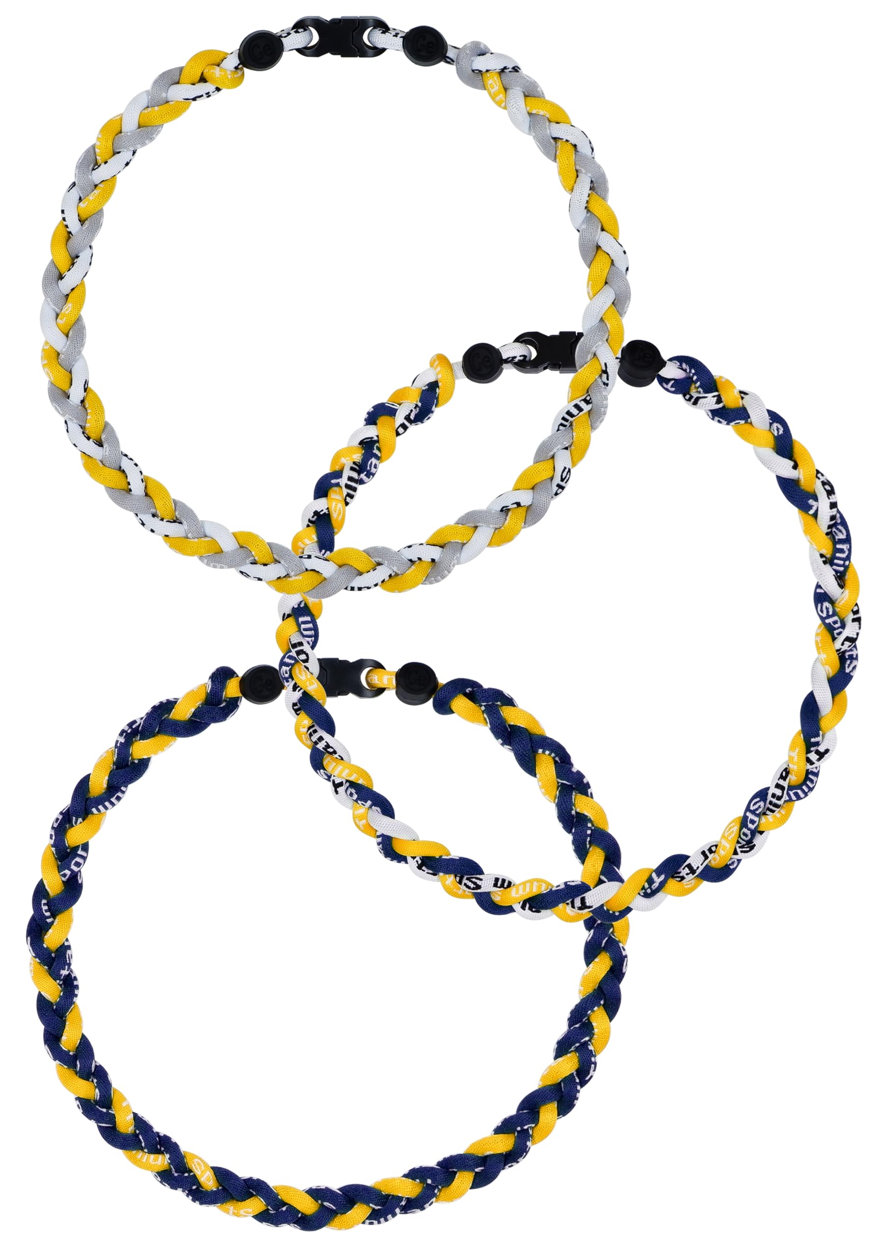 SUPBOMM 3 pcs Baseball Rope Necklaces, League Team Colors Braided Necklace, Baseball Team Gifts, MILBrewers